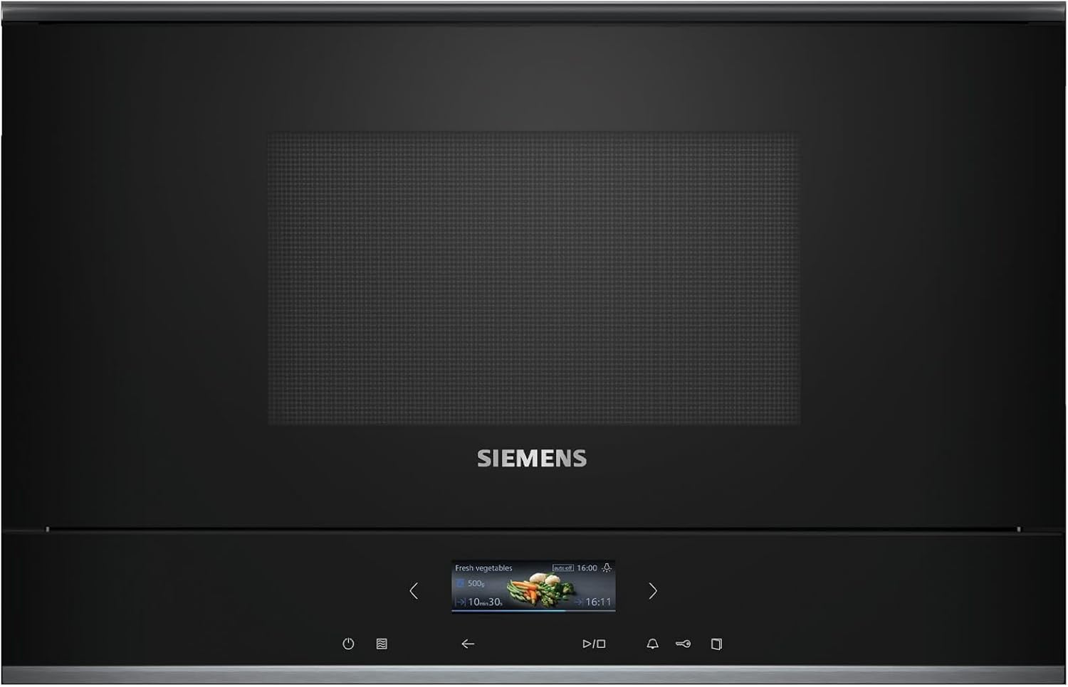 Siemens BF722R1B1 iQ700 Einbau-Mikrowelle, Schwarz, cookControl7 - Automatikprogramme, humidClean Plus - Innenraumreinigung, cookControl Plus - für beste Ergebnisse, TFT-Full-Touchdisplay