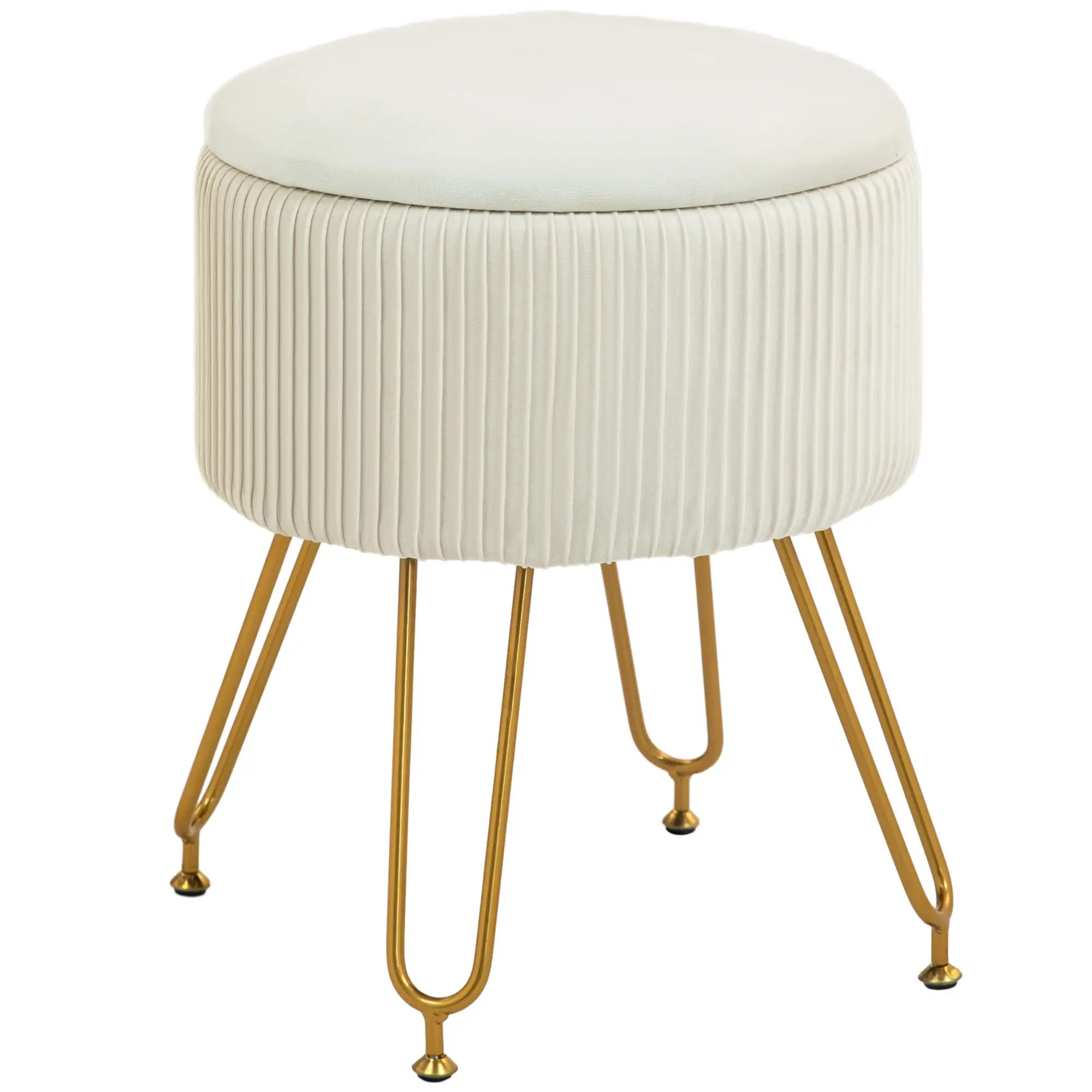 HOMCOM Sitzhocker mit Stauraum und umklappbarem Deckel Cremeweiß