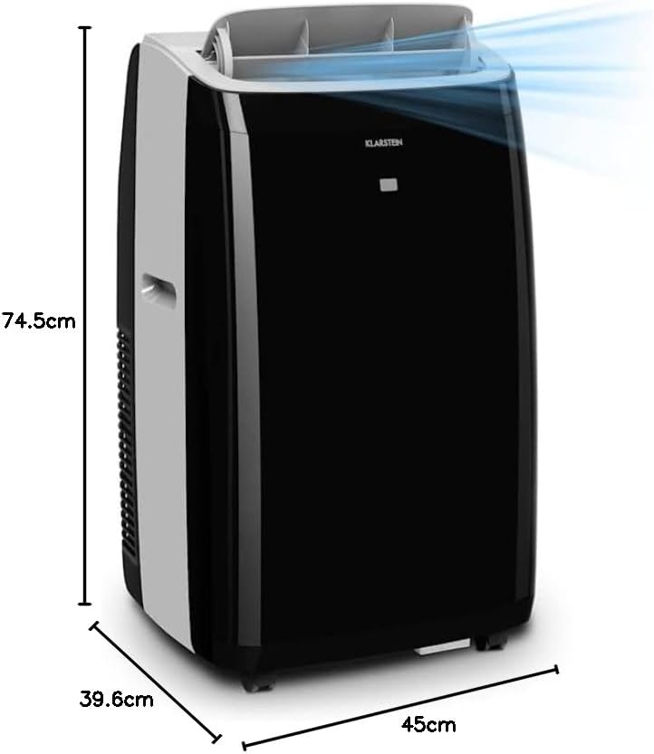 KLARSTEIN Grandbreeze Pro 14K – Mobiles Klimagerät, Luftentfeuchter, Ventilator, 3 Geschwindigkeiten, 14000 BTU/1,65 kW, Raum: 42 bis 68 m², Durchfluss: 460 m³/h, CEE A – Weiß Klimaanlage