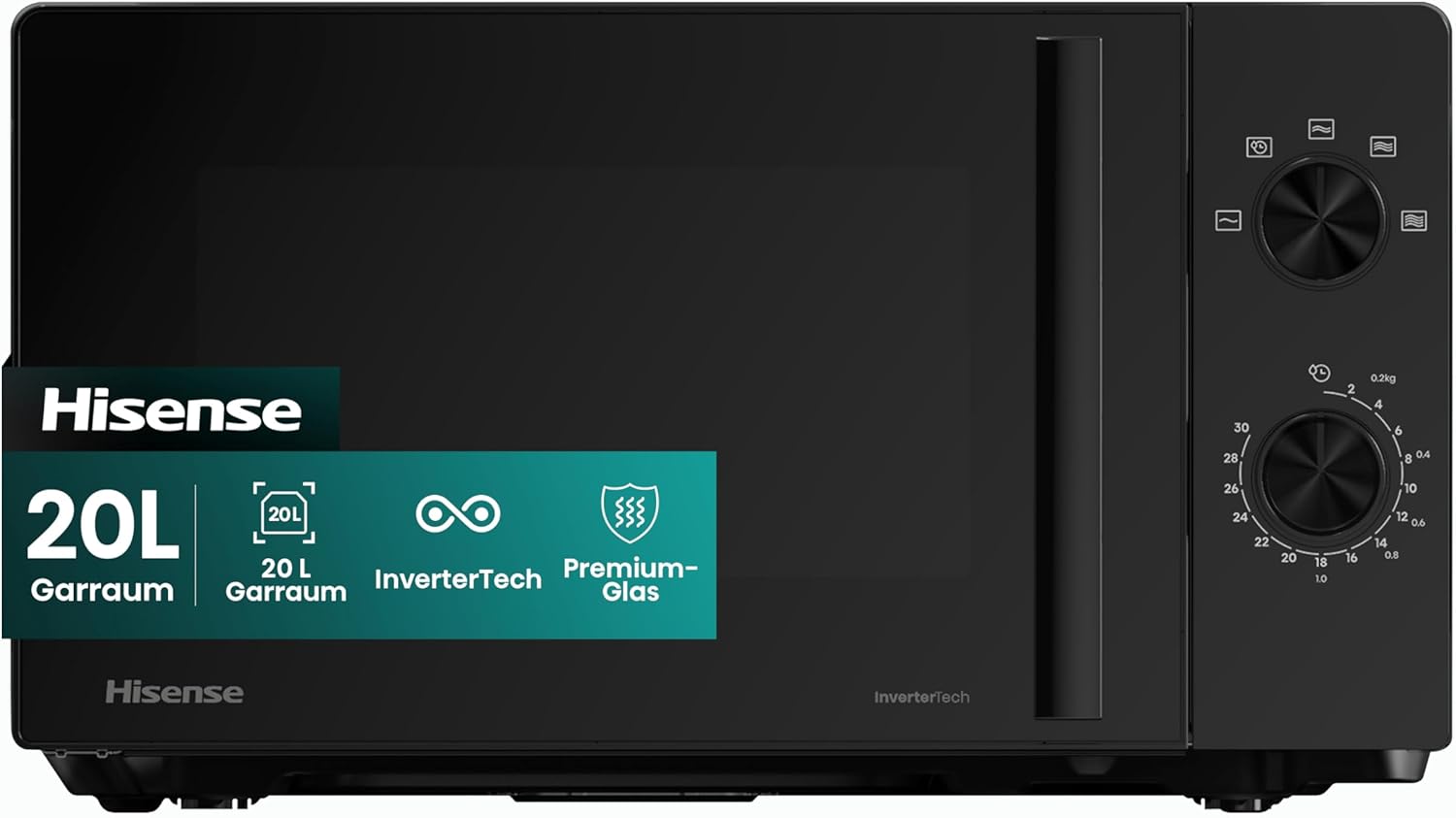 Hisense Elektronische Mikrowelle, Fassungsvermögen 23 l, Leistung 800 W, Grillleistung 1000 W, LED-Display mit Touch-Steuerung, Schwarz