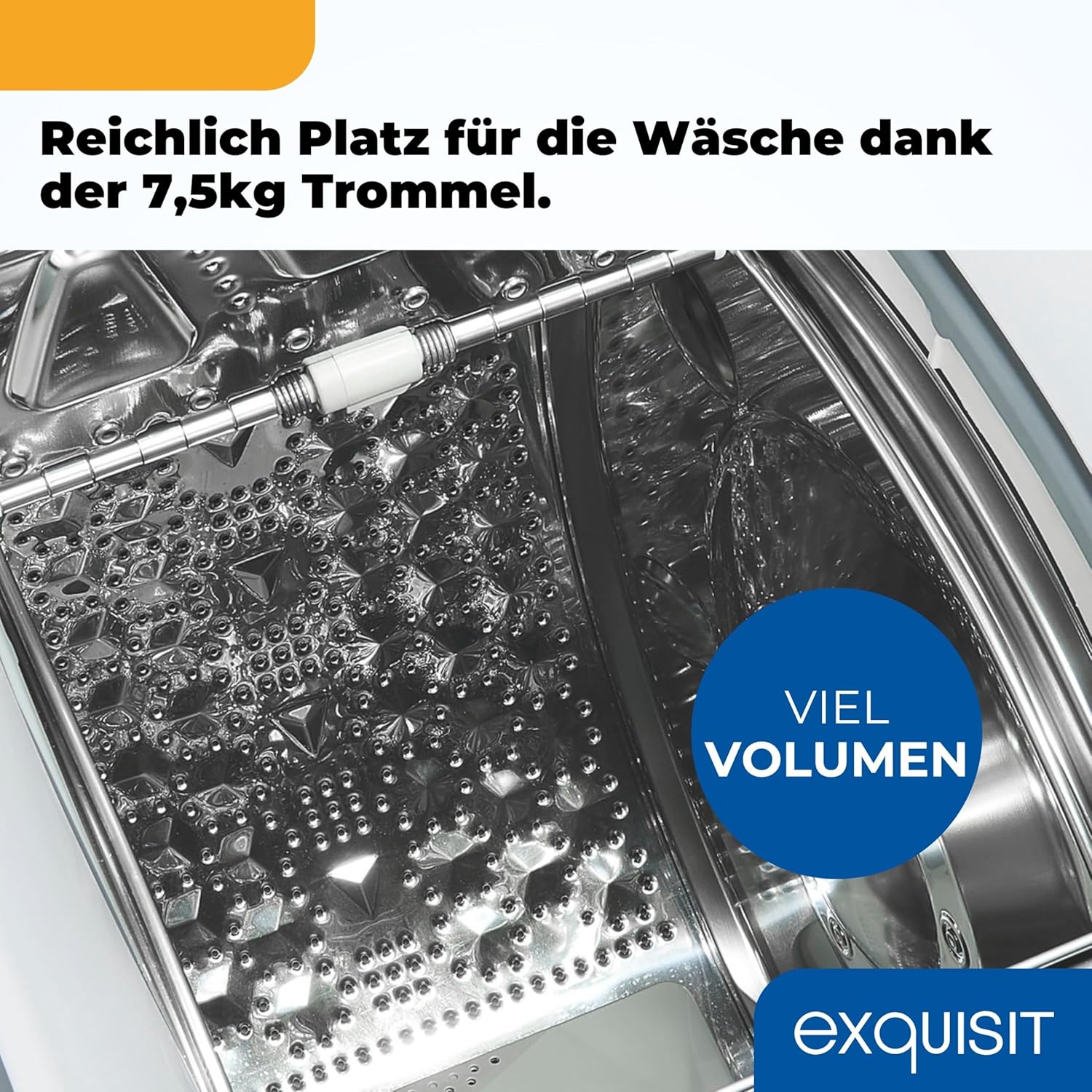 Exquisit Toplader Waschmaschine, 7,5kg Füllmenge, Waschmaschine schmal, Energieklasse A, 1200 U/Min, Startzeitvorwahl, Kurzprogramm, LTO51207-030A weiss