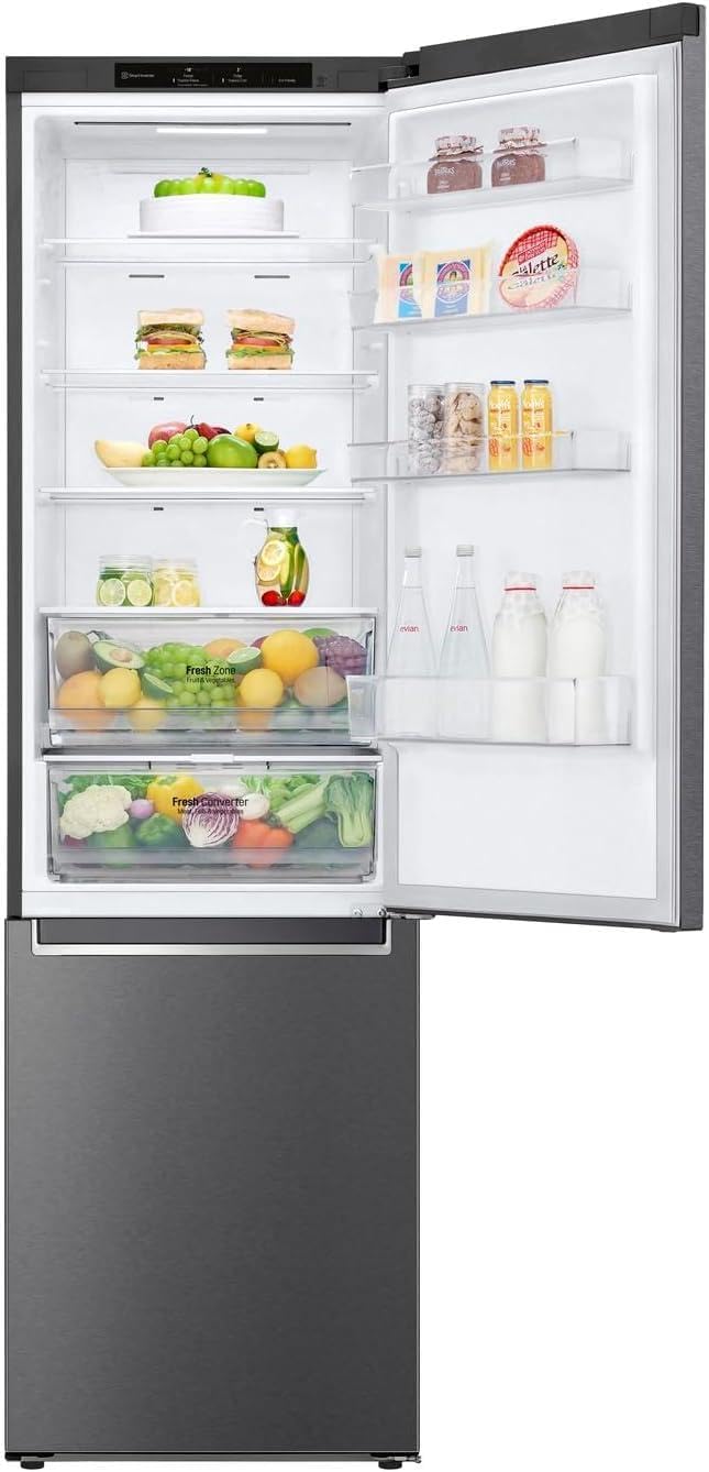 LG GBV22NCCEP Kühl-/Gefrierkombination – Smart Inverter Compressor, Total No Frost, Modern Flat Door Design, Matt Schwarz Metallic, Energieeffizienz A