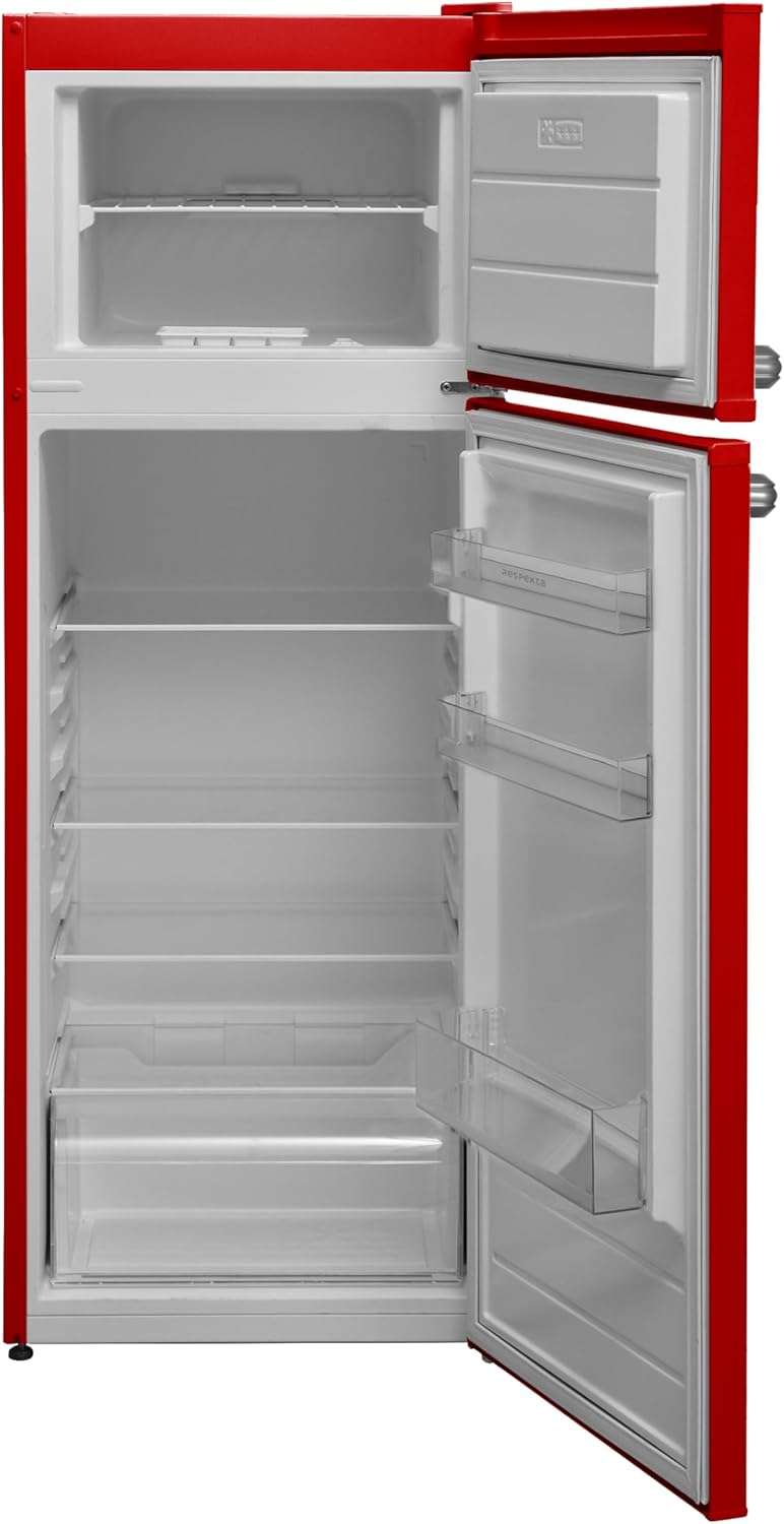 Respekta Retro-Kühlschrank mit Gefrierfach/in schwarz / 145 x 54 cm / 213 L Nutzinhalt/verstellbare Füße/automatisches Abtauverfahren/Schnellgefrierfunktion / KS144VS