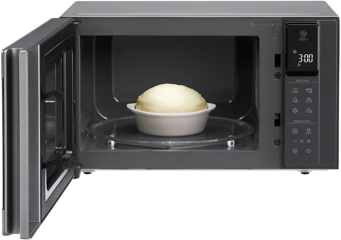 LG MS2595CIS Mikrowelle mit Smart Inverter Technologie, 25 Liter Kapazität, 1000 W, Automatikprogramme, einstellbare Leistungsstufen und EasyClean-Funktion, Silber