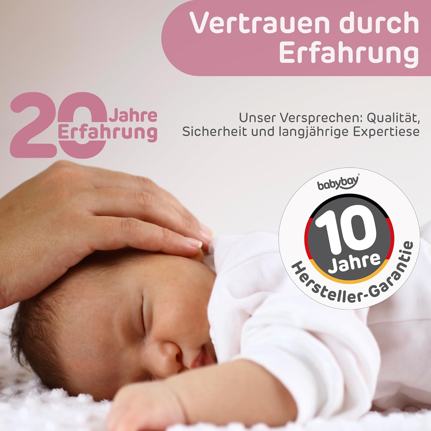 babybay Original Beistellbett aus massivem Buchenholz / kompakt & verwandelbar / Kinderbett Höhe stufenlos verstellbar & umweltfreundlich / mitwachsendes Babybett (weiß lackiert) / inkl. Matratze