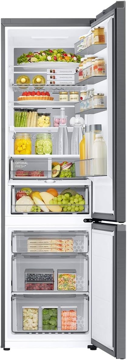 Samsung RL38A776ASR/EG Bespoke Kühl-/Gefrierkombination, 203 cm, 387 ℓ, 35 dB(A), Space Max Technologie, Twin Cooling+, Cool Select+, Metal Cooling, No Frost+, Edelstahl Look