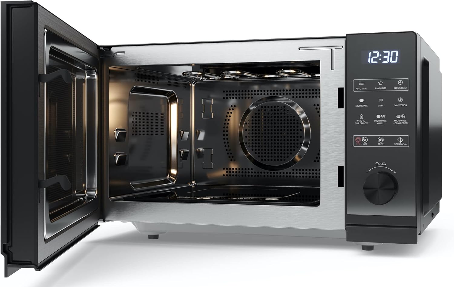 SHARP MG81ES Mikrowelle mit Grill (Mikrowelle: 900W, Grill: 1100W, 11 Leistungsstufen, Auftaufunktion, Abmessungen: 512x300x396cm, Emaille-Keramik-Garraum mit antibakteriellen Eigenschaften), silber