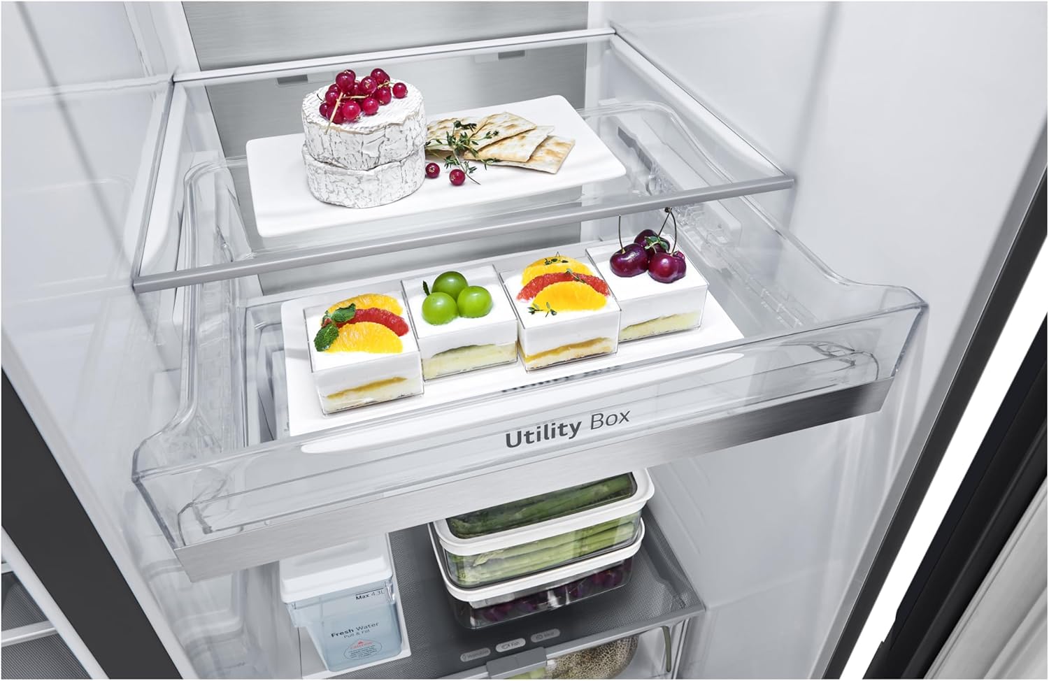 LG GSGV81PYLL Side by Side Kühlschrank, Klasse E, 635 L, Instaview, Kühlschrank mit Gefrierfach, Eis-, Crushed Ice- Wasserspender, Total NoFrost, Smart Inverter Kompressor, Wi-Fi