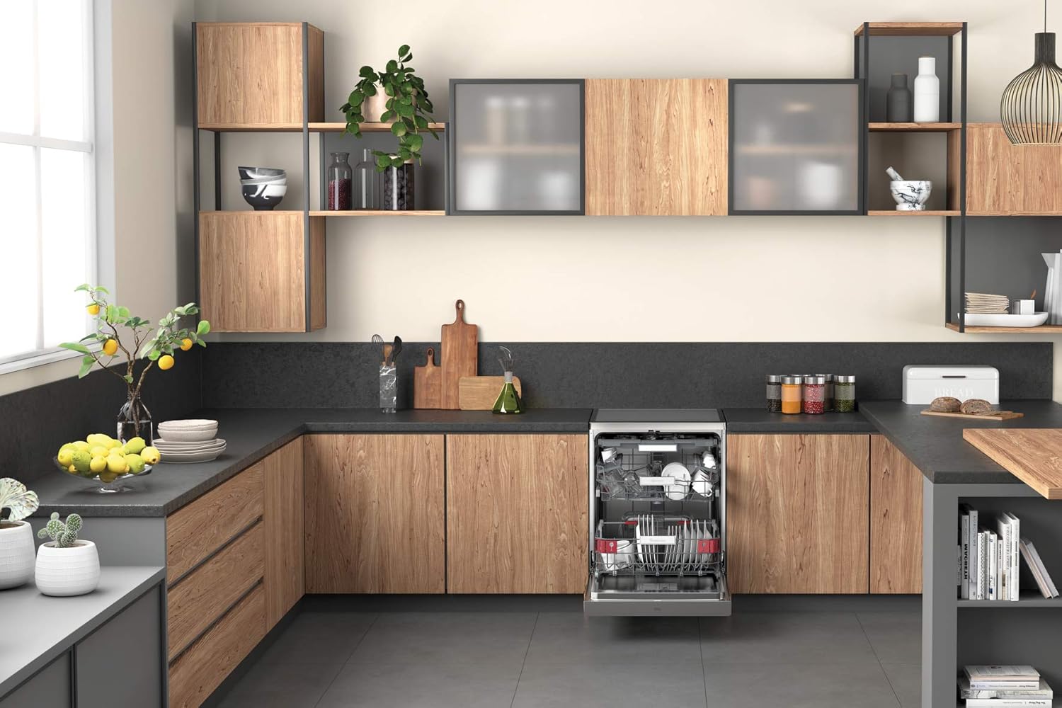 Bauknecht B7F HP43 XA Freistehender Geschirrspüler/ 60 CM/ 15 Maßgedecke/PowerClean Pro-Effektive Hochdruckdüsen/Natural Dry-Automatische Türoffnung-Bessere Trocknung/Maxi Space-Mehr Innenraum