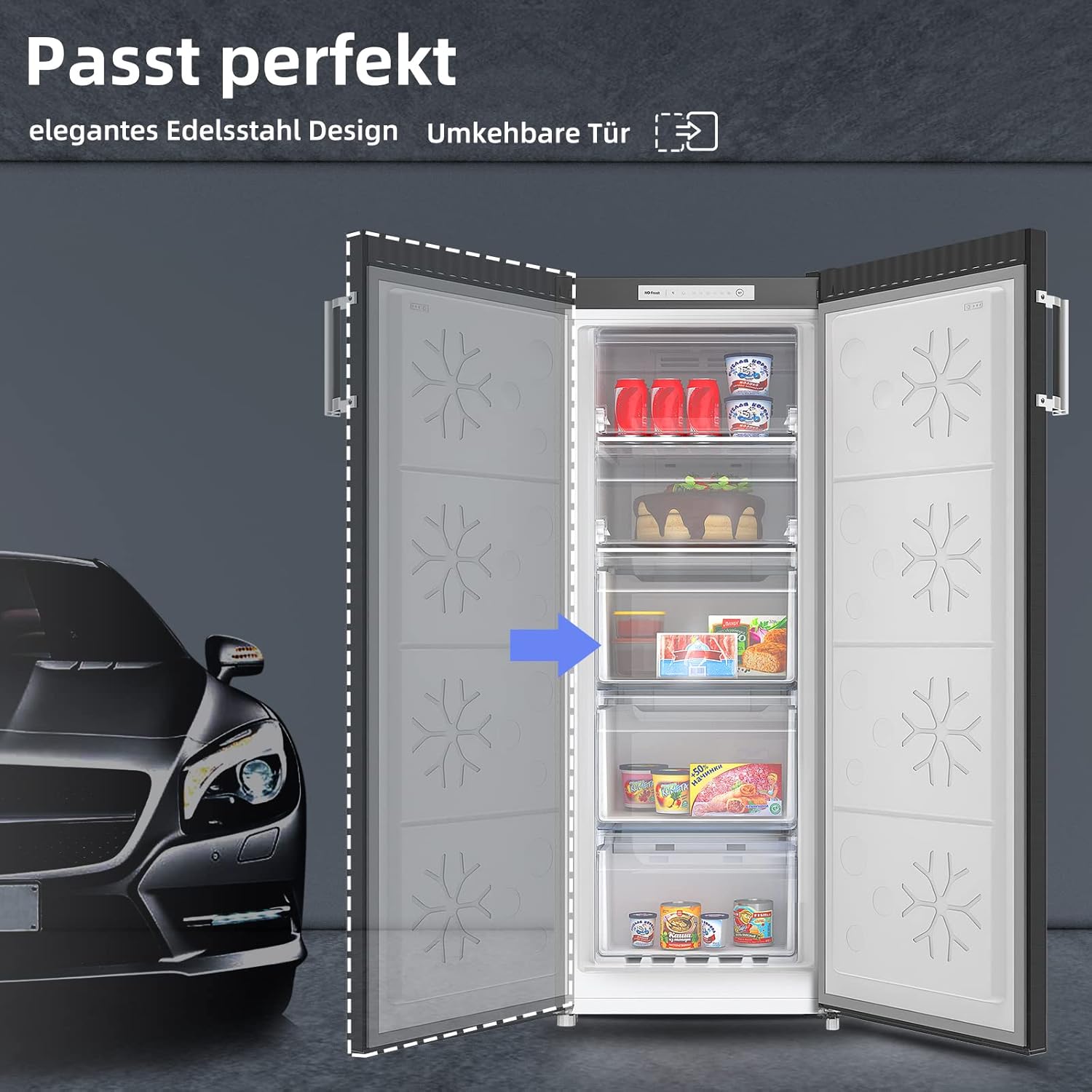 CHIQ Gefrierschrank FSD160D4E | Wechselbarer Türanschlag | Sehr Leise 41 DB (145L Manuelle Abtauung)| 12 Jahre Garantie auf den Kompressor*| 126 x 54 x 55 cm (HxBxT)