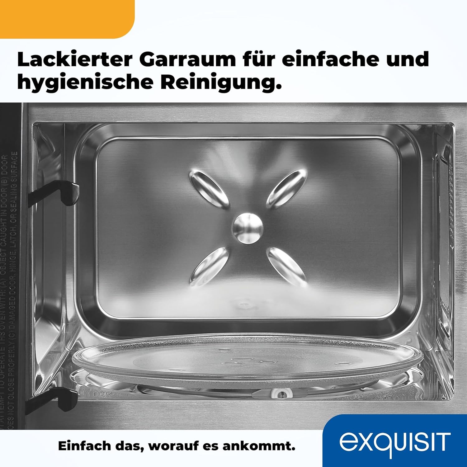 Exquisit Einbaumikrowelle EMW10-020 inox | 800 W Leistung | Kinderleichte Bedienung | Einfacher Einbau | Timer | Drehteller 27cm | Mikrowelle 60 cm | Einbaugerät | Edelstahl
