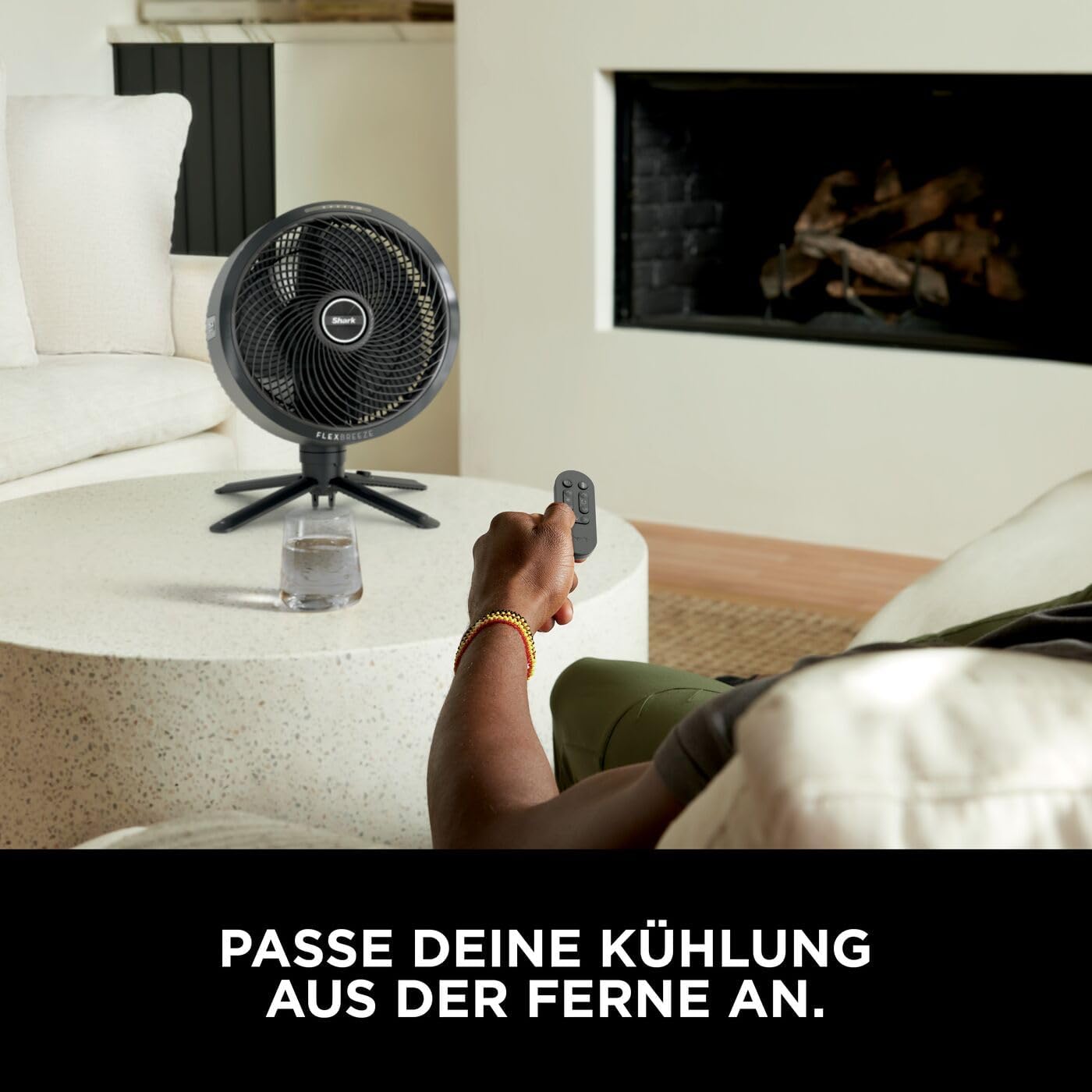 Shark FlexBreeze Ventilator Leise, Hybrid Ventilator Kabelgebunden & Kabellos, Tragbar, für Innen- und Außenbereich, UV- & Wasserbeständig, Ultraleistungsstark, Ultraleise, Weiß FA220EU
