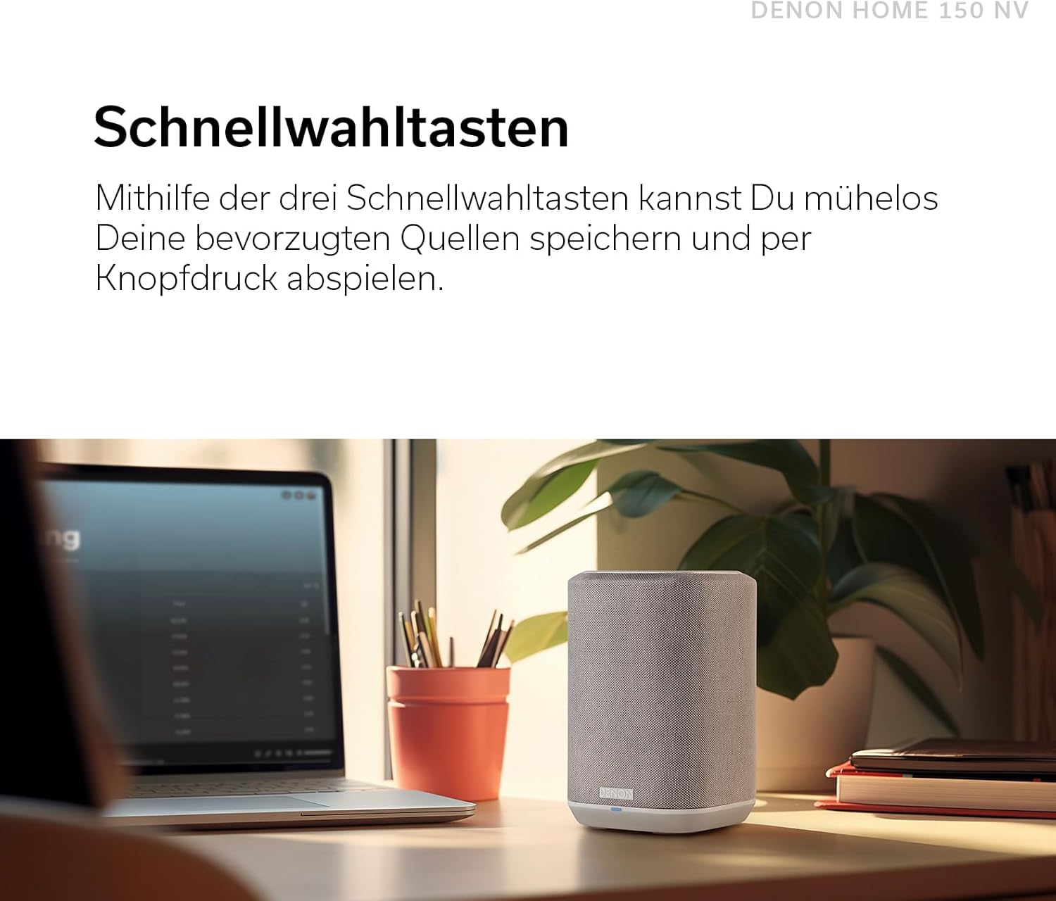 Denon Home 150 Multiroom-Lautsprecher, HiFi Lautsprecher mit HEOS Built-in, Alexa integriert, WLAN, Bluetooth, USB, AirPlay 2, Hi-Res Audio, schwarz