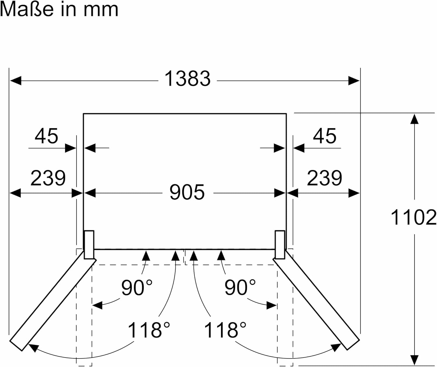 SIEMENS KF96NVPEA iQ300 Multi-Door-Kühlschrank, 183 x 91 cm, 405 L Kühlen & 200 L Gefrieren, hyperFresh längere Frische, noFrost nie wieder abtauen, superCooling schnellere Kühlung