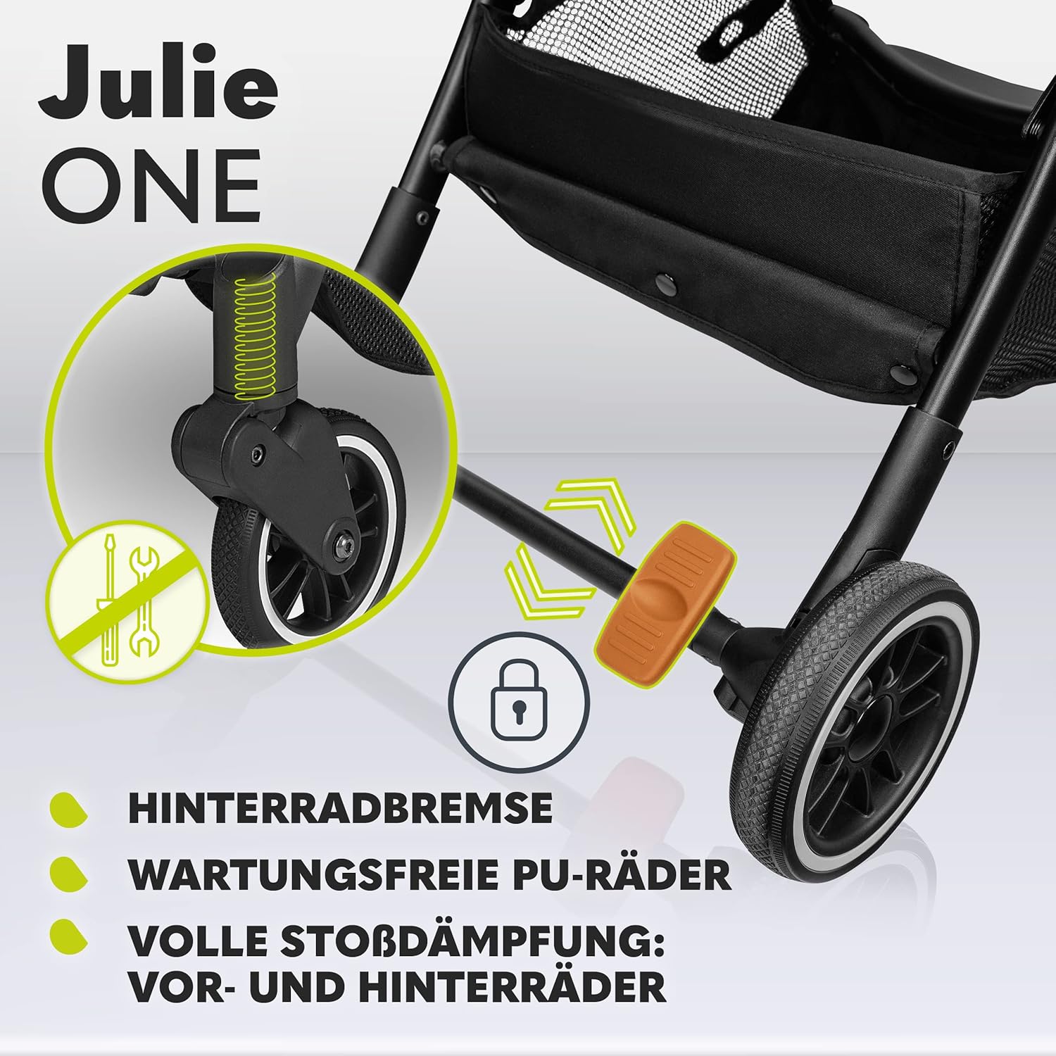 LIONELO Julie One Buggy Kinderwagen bis 22 kg, verstellbare Rückenlehne und Fußstütze, Moskitonetz, Beinwärmer, Getränkehalter und Transporttasche, zusammenklappbar