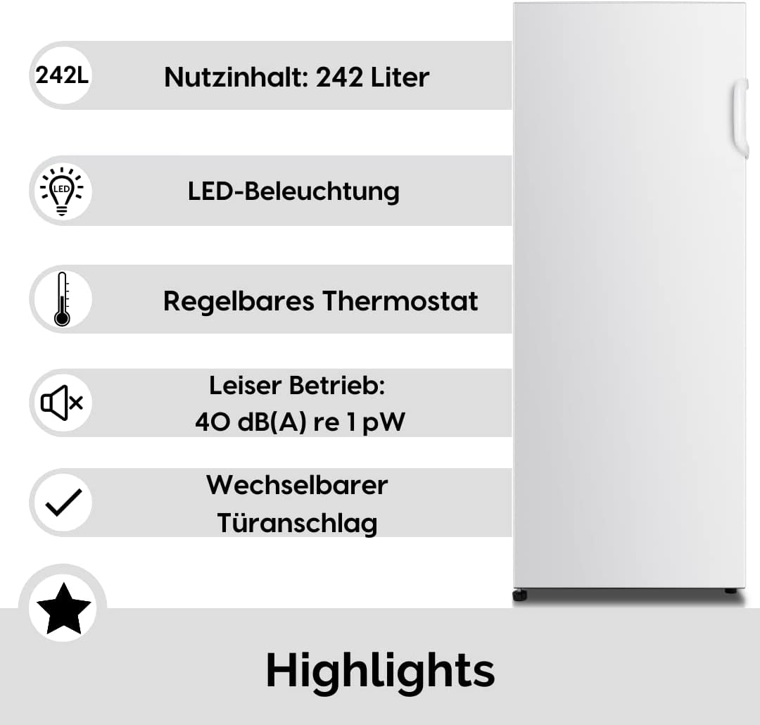 PKM Stand Kühlschrank weiß Höhe 143cm x Breite 58,8cm KS242.0A++