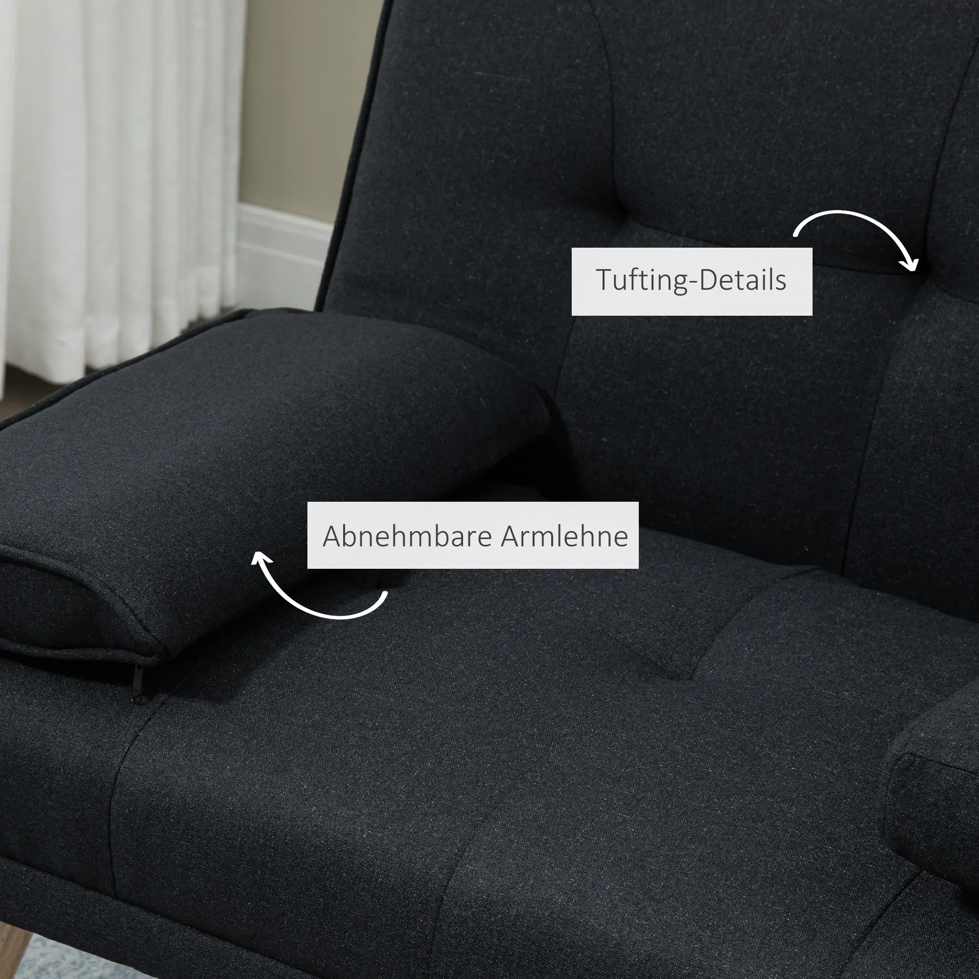 HOMCOM Schlafsofa 3-Sitzer mit klappbarem Tisch und 3-fach verstellbar
