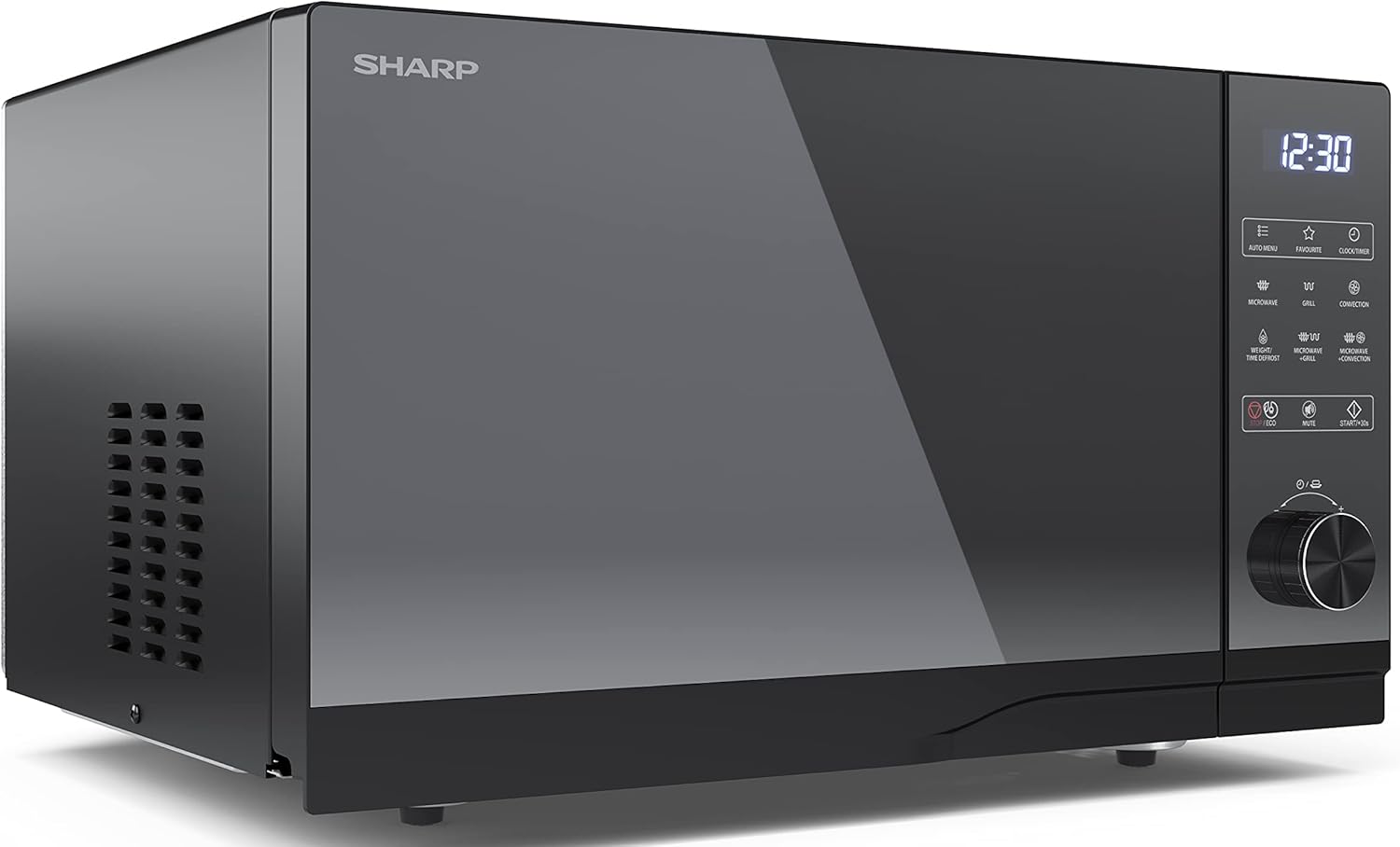 SHARP MG81ES Mikrowelle mit Grill (Mikrowelle: 900W, Grill: 1100W, 11 Leistungsstufen, Auftaufunktion, Abmessungen: 512x300x396cm, Emaille-Keramik-Garraum mit antibakteriellen Eigenschaften), silber