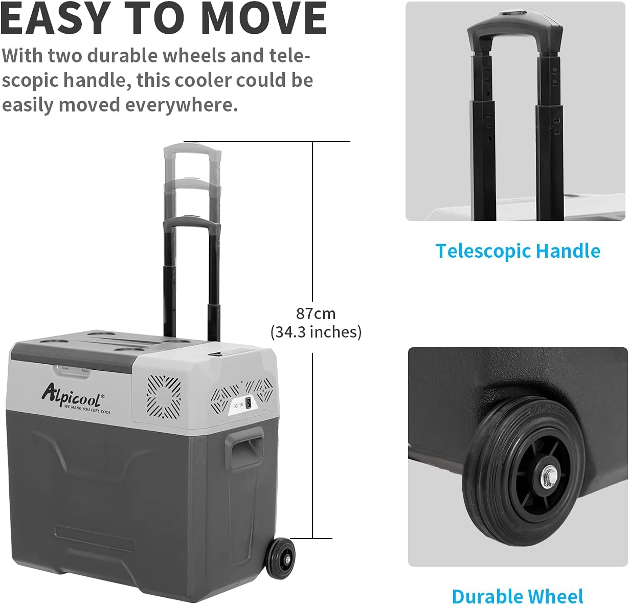 Alpicool CF55 55 Liter Kühlbox 12V tragbarer Mini-Kühlschrank elektrische Gefrierbox klein Gefrierschrank für Auto Camping, LKW, Boot und Steckdose mit USB-Anschluss, -20℃ bis 20℃