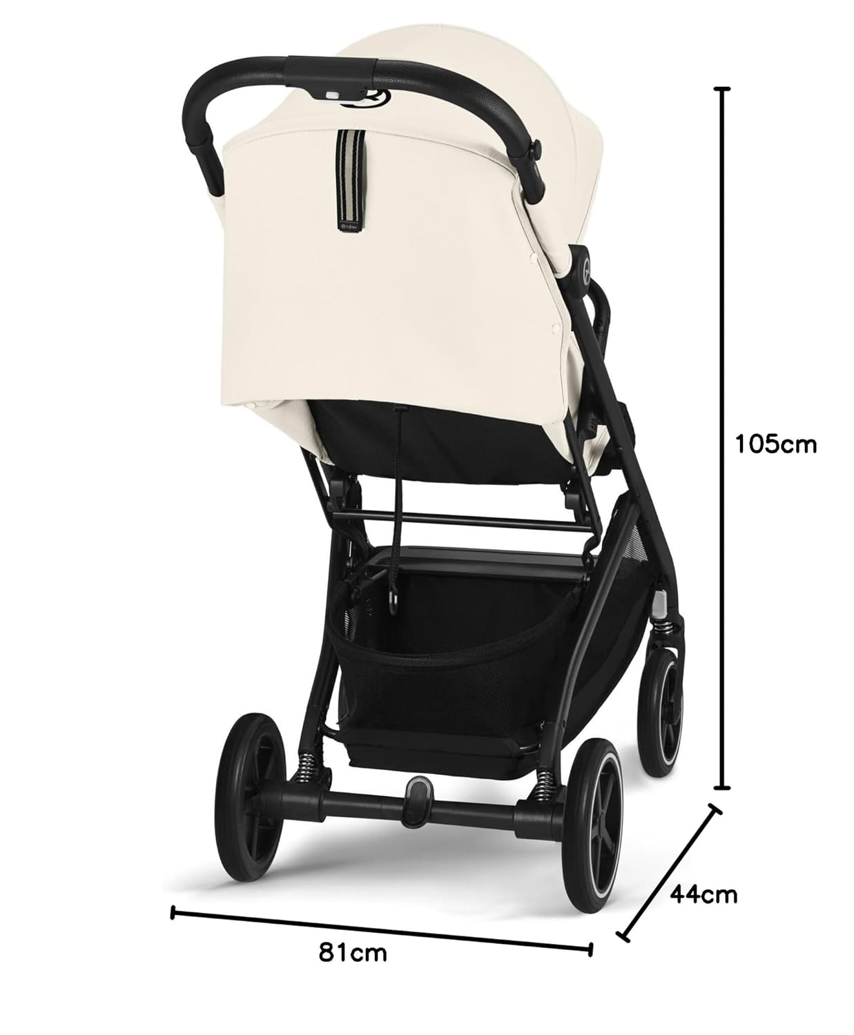 Cybex Gold Kinderwagen Beezy mit One-Pull Harness, Ab Geburt bis ca. 4 Jahre (max. 22 kg), Kompakt und ergonomisch, Magic Black (Schwarz mit schwarzem Rahmen)