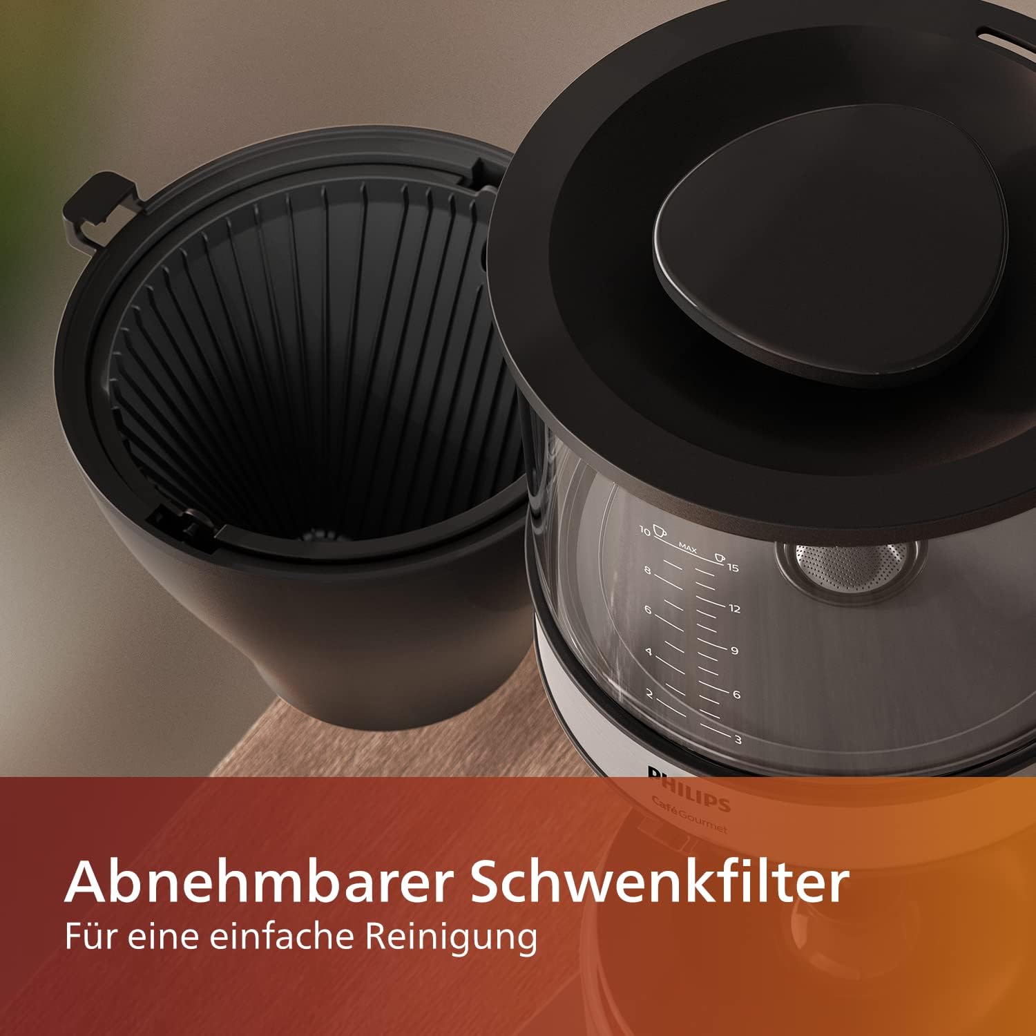 Philips All-in-1 Filterkaffeemaschine - integriertes Kegelmahlwerk für frisch gemahlenen Kaffee - Duo-Bohnenbehlter, 1,25-L-Glaskanne, individuelle Einstellung der Intensitt (HD7900/50)