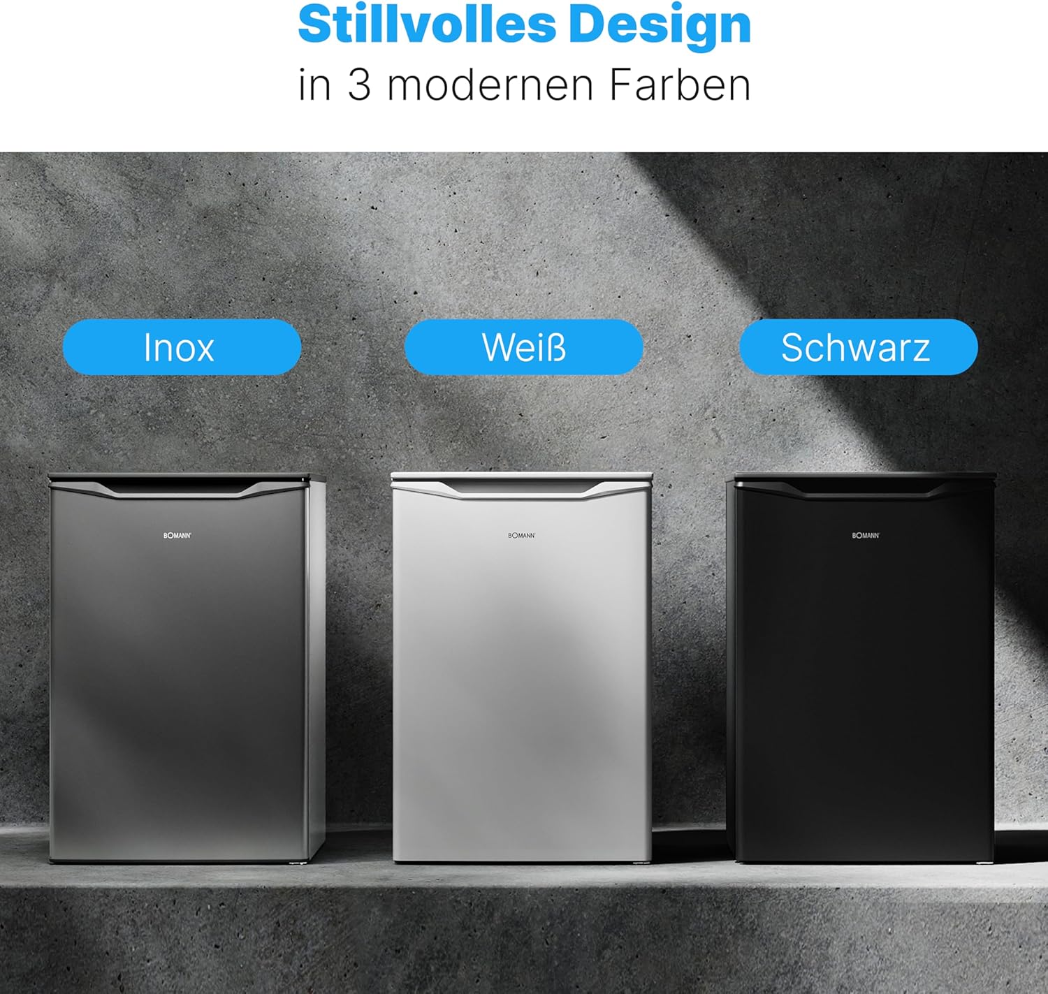 Bomann® Gefrierschrank 87L | Gefrierschrank klein mit Temperaturbereich ≤ -18°C | 3 Schubladen | Tiefkühlschrank mit wechselbarem Türanschlag | Freezer Tiefkühlschrank klein GS 7253 weiß