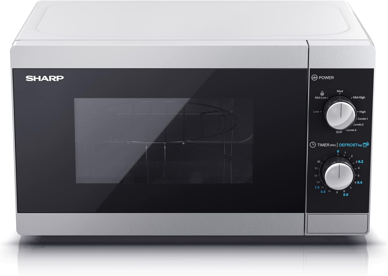 SHARP MG81ES Mikrowelle mit Grill (Mikrowelle: 900W, Grill: 1100W, 11 Leistungsstufen, Auftaufunktion, Abmessungen: 512x300x396cm, Emaille-Keramik-Garraum mit antibakteriellen Eigenschaften), silber