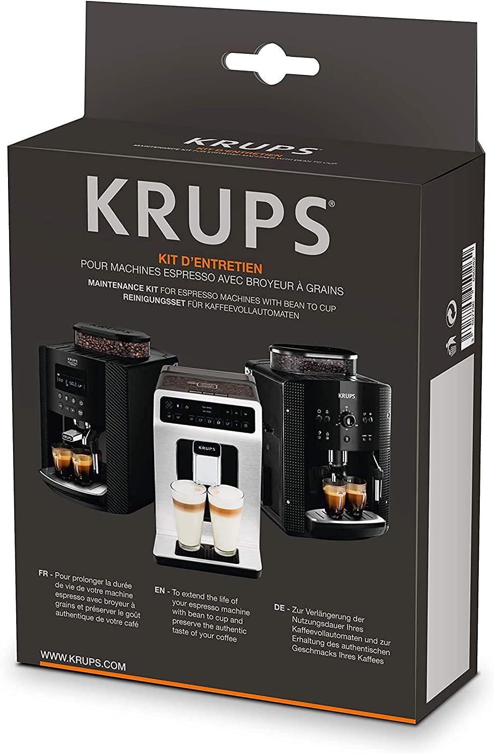 Krups Sensation Kaffeevollautomat, Milchschaumdüse, 5 Getränke, Filterkaffee-Funktion, 2-Tassen-Funktion, Kaffeemaschine, Schwarz, EA910810