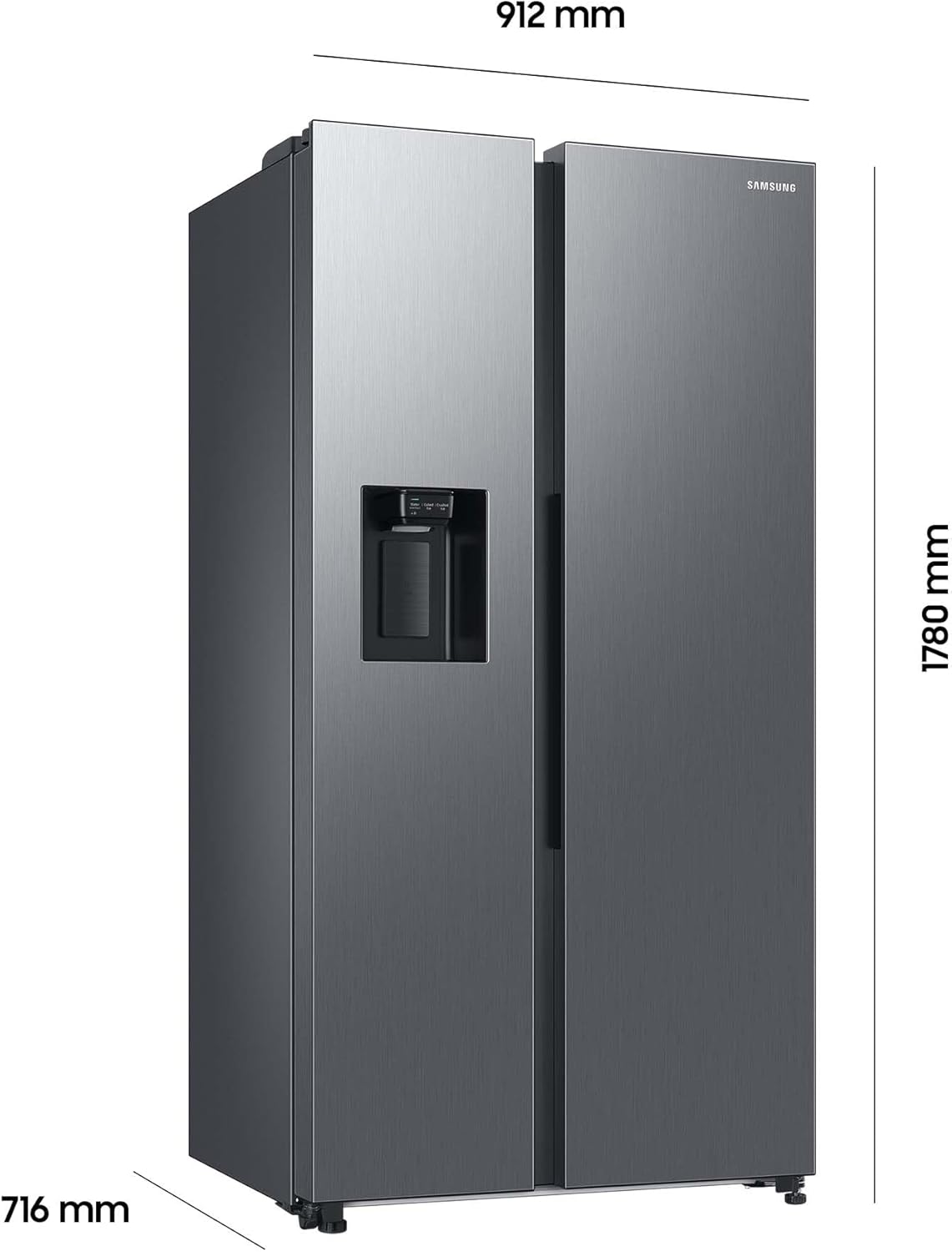 RS6GA8521B1/EG Side-by-Side Kühlschrank, 178 cm, 634 , 225  Gefriervolumen, Space Max Technologie, Premium Black Steel