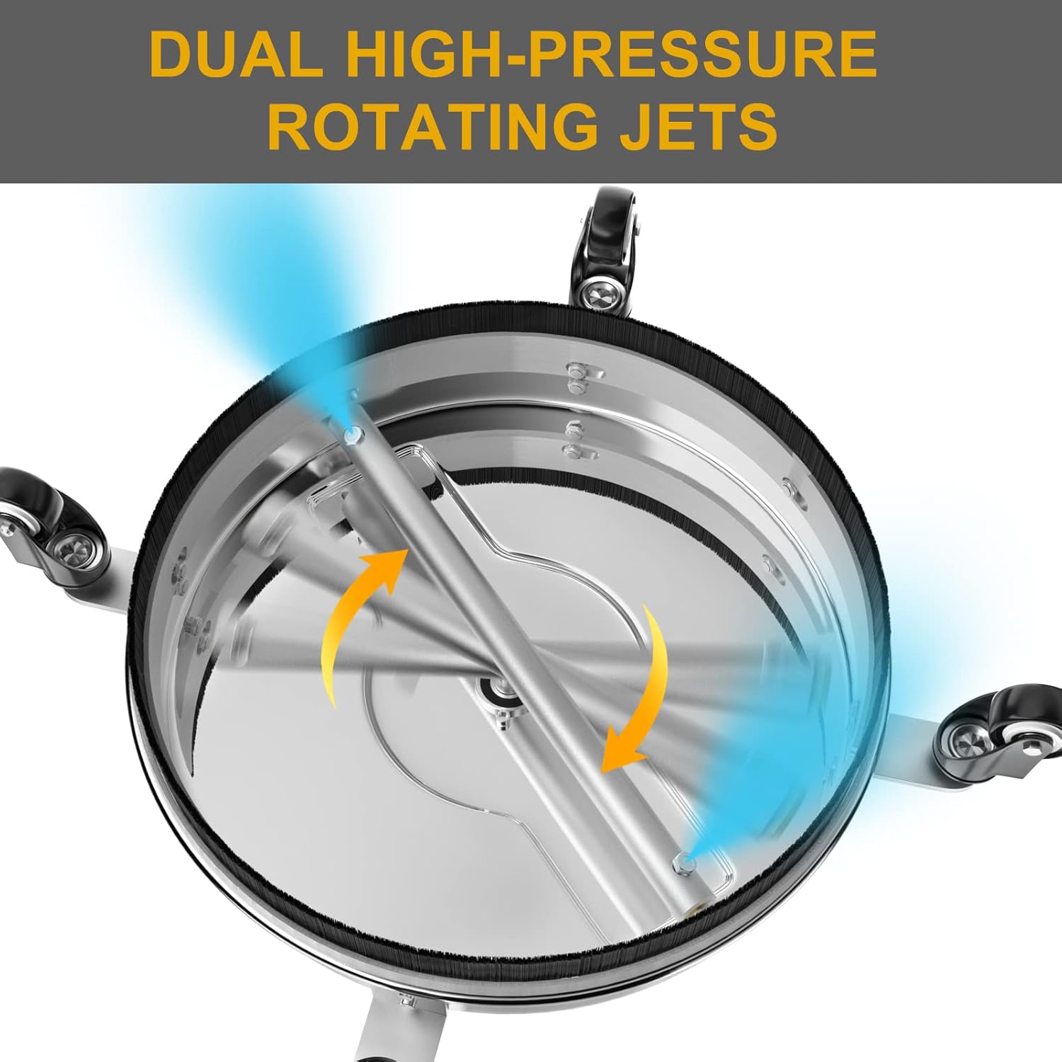 EVEAGE 50.8 cm Hochdruckreiniger Oberflächenreiniger Doppelgriff mit Wasserrückgewinnung,mit 4 Rädern, Edelstahlgehäuse Hochdruckreiniger Zubehör mit 2 Verlängerungsstab, 4000 PSI, EP004