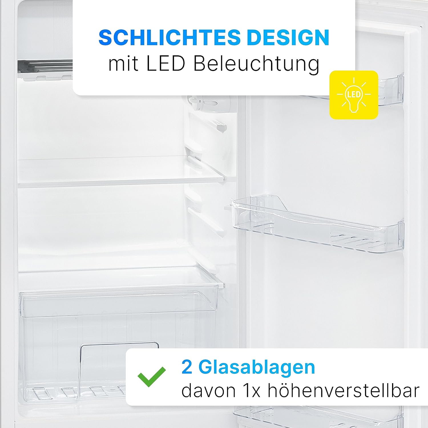 Bomann Kühlschrank mit Gefrierfach | 91L Nutzinhalt davon 8L Gefrierfach | Kühlschrank klein | mit wechselbarem Türanschlag | Mini Kühlschrank m. Gemüseschale | 2 Ablagen | Minibar leise | KS 7349