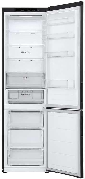 LG GBV22NCCEP Kühl-/Gefrierkombination – Smart Inverter Compressor, Total No Frost, Modern Flat Door Design, Matt Schwarz Metallic, Energieeffizienz A