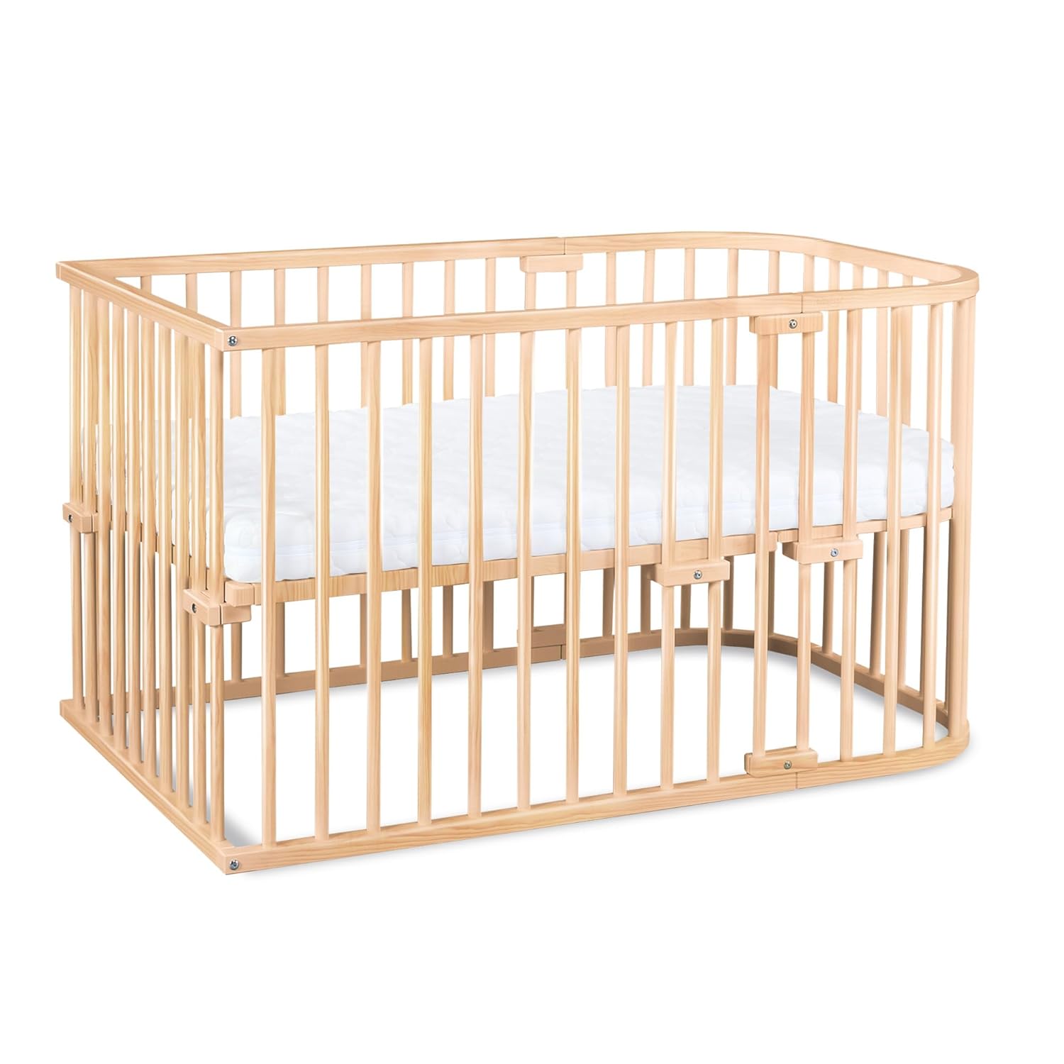 babybay Original Beistellbett aus massivem Buchenholz / kompakt & verwandelbar / Kinderbett Höhe stufenlos verstellbar & umweltfreundlich / mitwachsendes Babybett (weiß lackiert) / inkl. Matratze