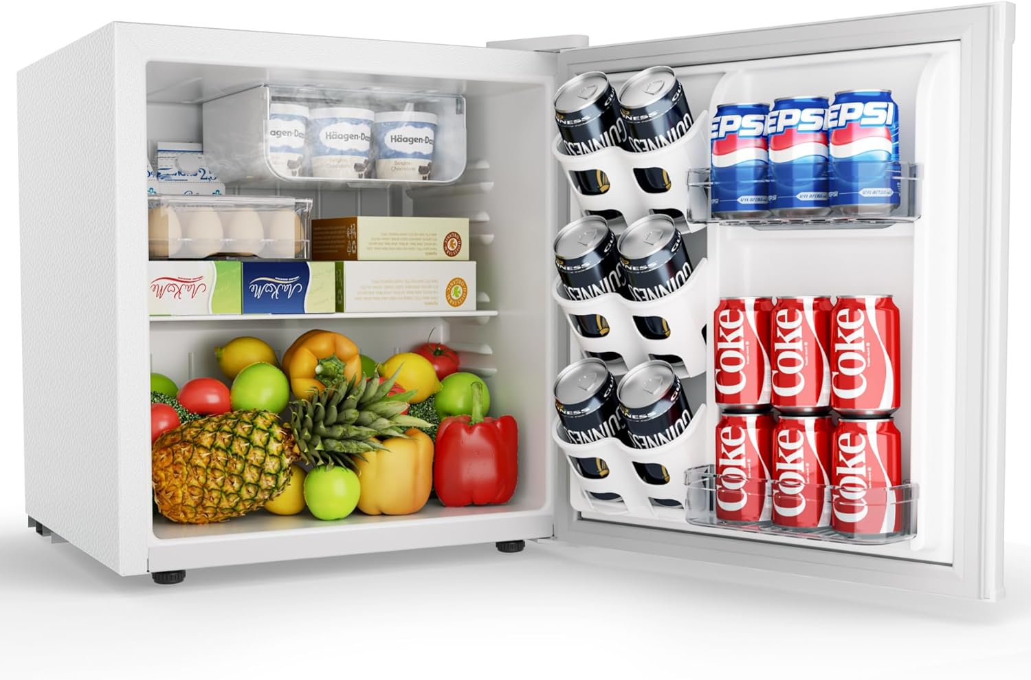 EUHOMY 46L Mini-Kühlschrank mit Umkehrbarer Tür, 7-Stufen Thermostat + Kühlbox, 39dB Ultra-Leise Kühlschrank klein für Schlafzimmer/Büro, Energieeffizient, Kompakt (Schwarz)