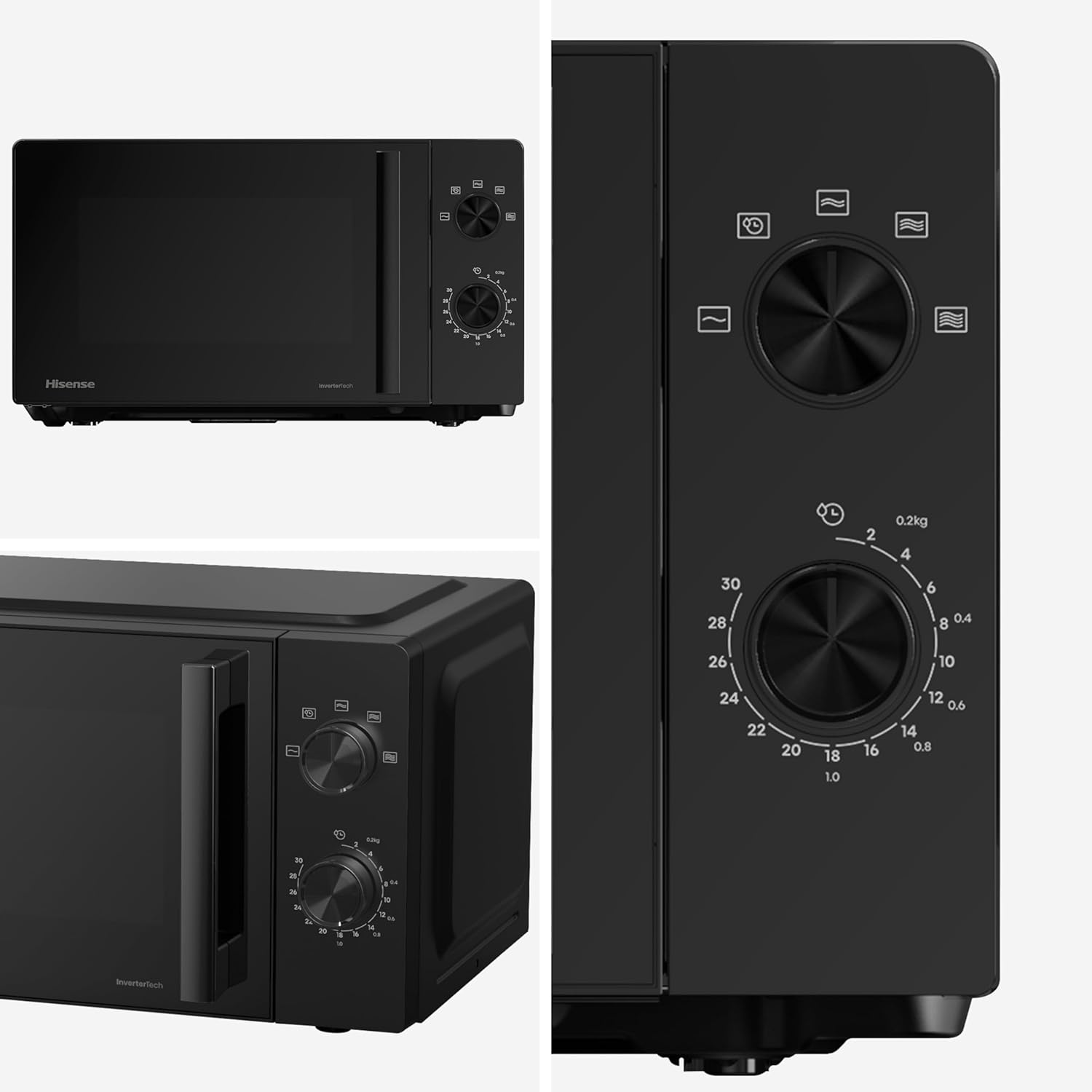 Hisense Elektronische Mikrowelle, Fassungsvermögen 23 l, Leistung 800 W, Grillleistung 1000 W, LED-Display mit Touch-Steuerung, Schwarz
