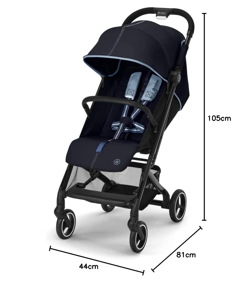 Cybex Gold Kinderwagen Beezy mit One-Pull Harness, Ab Geburt bis ca. 4 Jahre (max. 22 kg), Kompakt und ergonomisch, Magic Black (Schwarz mit schwarzem Rahmen)