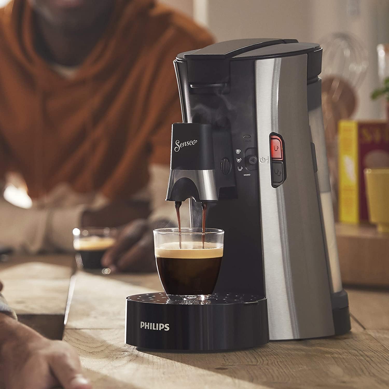 Philips Senseo Select CSA240/20 Kaffeepadmaschine (Kaffeestrkewahl Plus, Memo-Funktion, aus recyceltem Plastik), Schwarz Eco