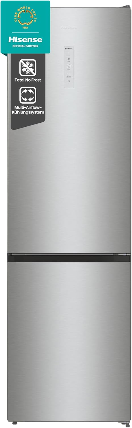 Hisense RB327N4AD2 Kühl-Gefrierkombination/ NoFrostPlus/ Multiflow 360°/ HolidayMode/ FreshZone/ 182,4 cm/ Kühlteil 171 l/ Gefrierteil 85 l/ 41 dB/ 287 kWh/ Jahr/ Edelstahl-Look