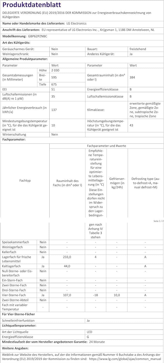 LG GBV22NCCEP Kühl-/Gefrierkombination – Smart Inverter Compressor, Total No Frost, Modern Flat Door Design, Matt Schwarz Metallic, Energieeffizienz A