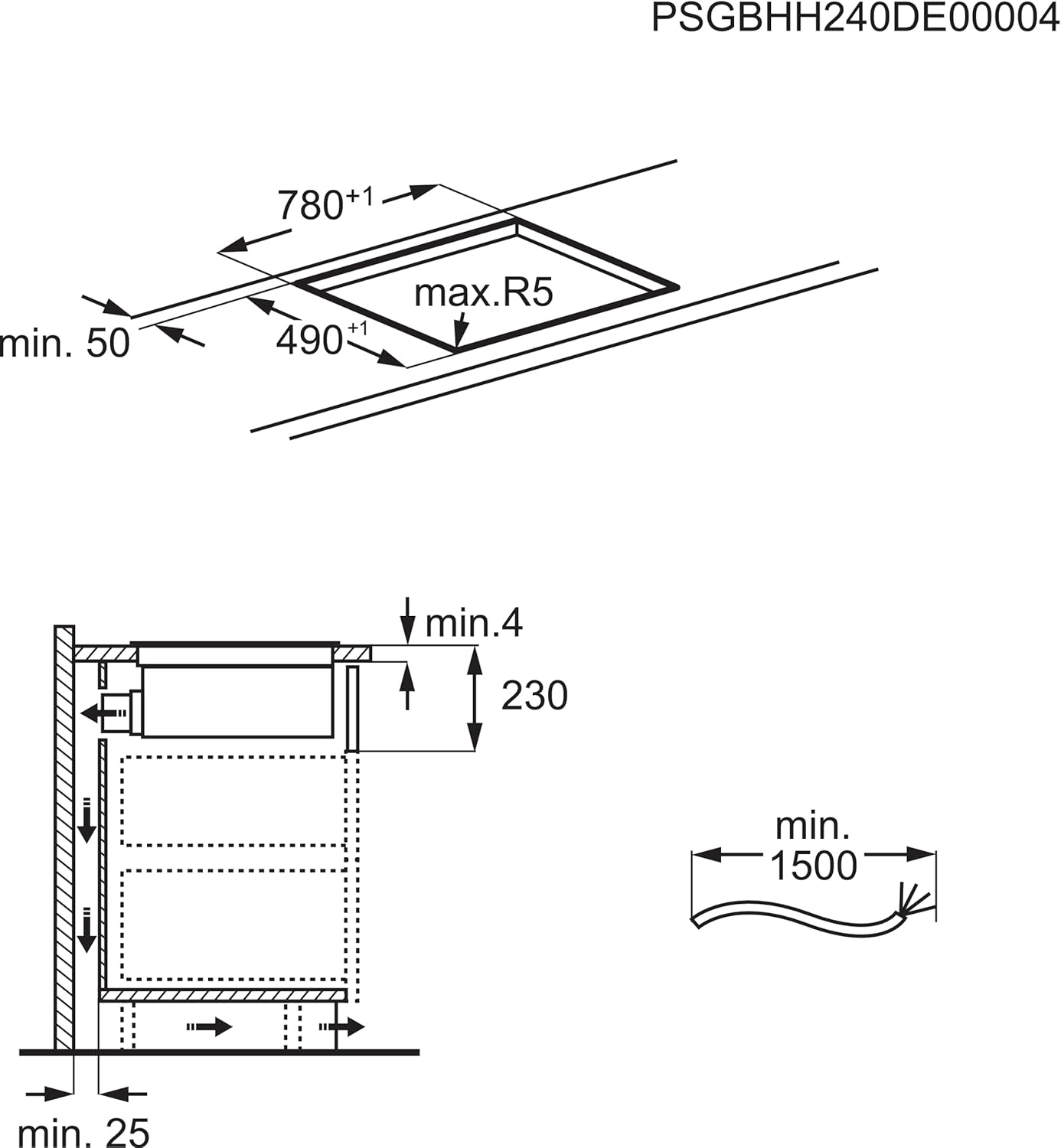 AEG IKE84441XB Autarkes Kochfeld / Herdplatte mit Touchscreen, Topferkennung & Hob²Hood-Funktion / Induktionskochplatte / 4 Kochzonen / Edelstahlrahmen / 80 cm Schwarz