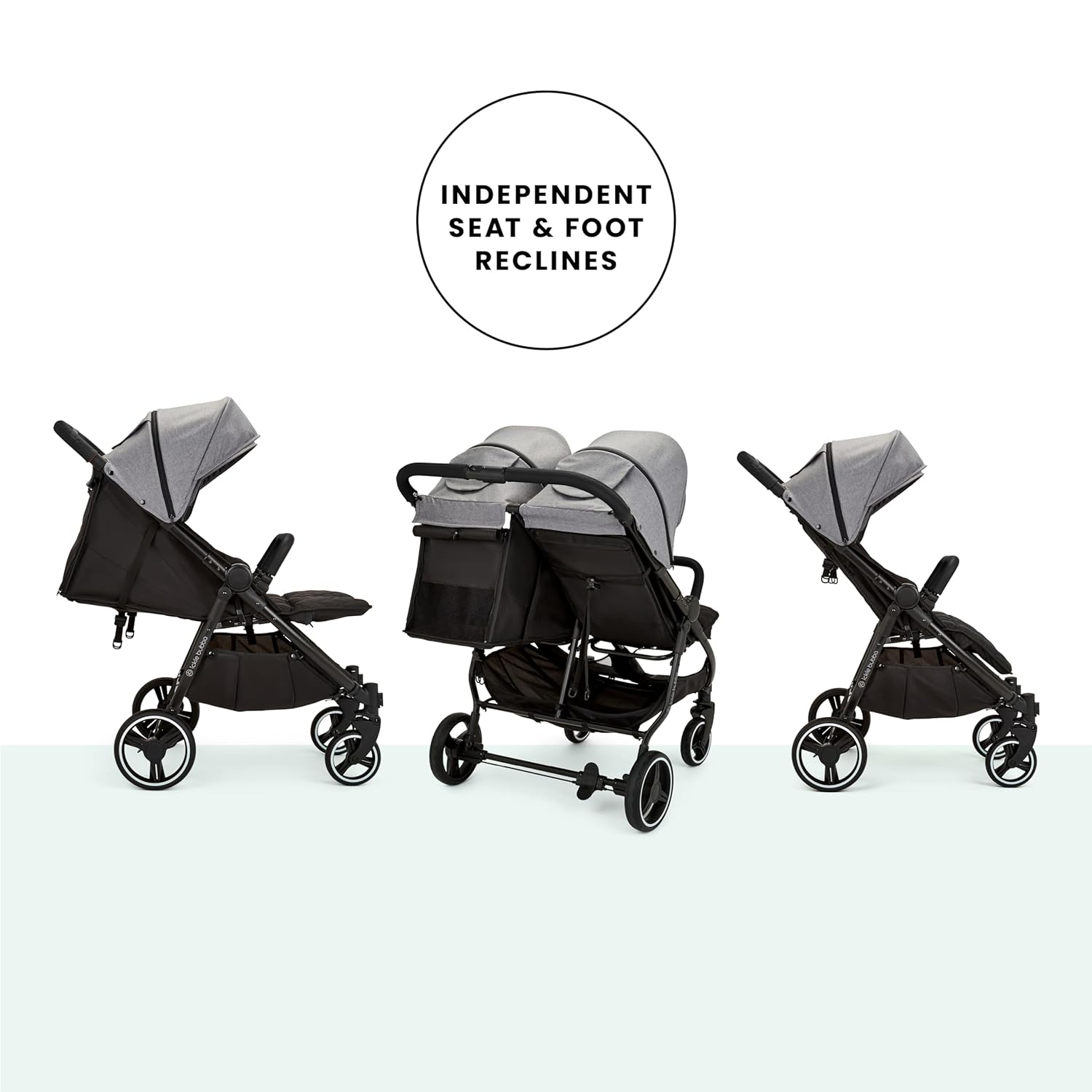 Venus Max Doppel kinderwagen - geeignet von Geburt bis 15 kg (ca. 3 Jahre), kompakter, leichter, faltbarer Zwillingskinderwagen, inklusive Regenschutz und Fußwärmer (Biscuit)