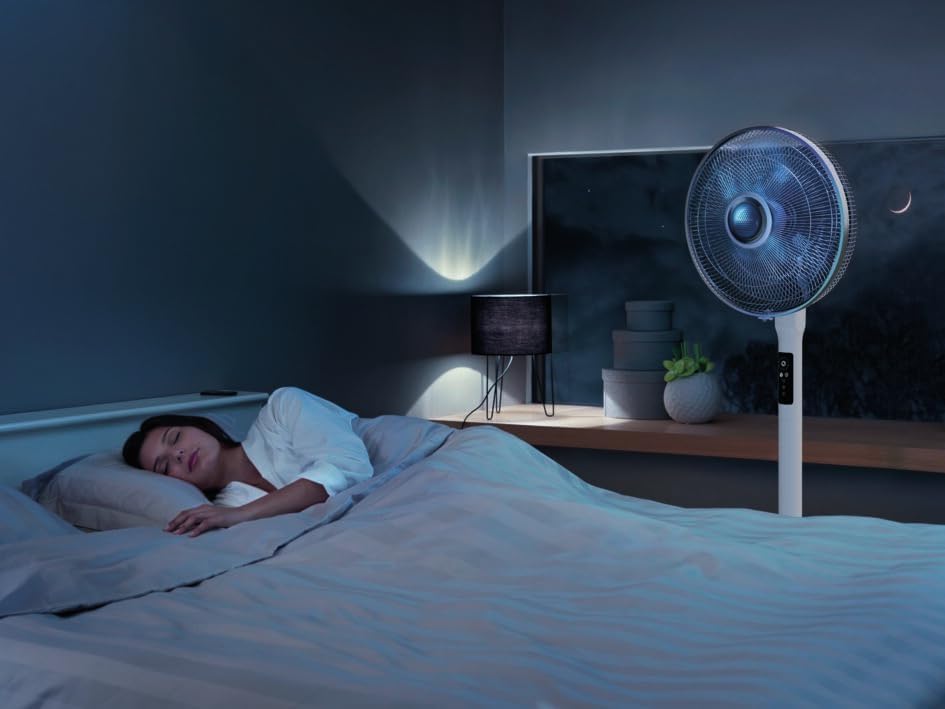 Rowenta VU5870 Standventilator Turbo Silence Extreme+ | Fernbedienung | 5 Geschwindigkeiten | Abschaltautomatik | Timer | Automatische Oszillation | Höhenverstellbar, Weiß
