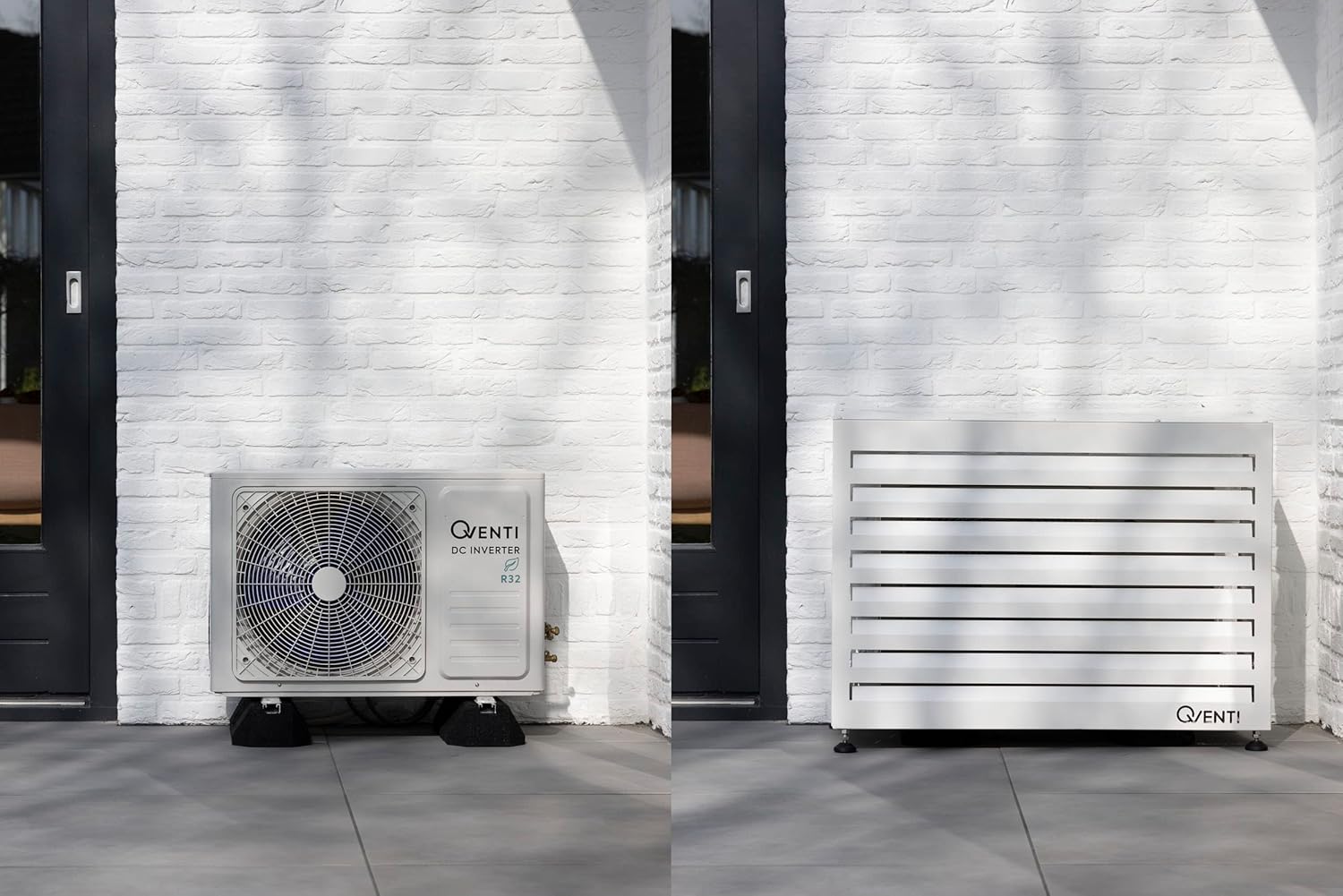 Qventi Abdeckung für Klimaanlage - Anthrazit/Grau - Aluminium - Schutzgitter - Verkleidung - Einfache Montage - Größe S - Außenmaße (LxBxH): 100 x 50 x 75 cm