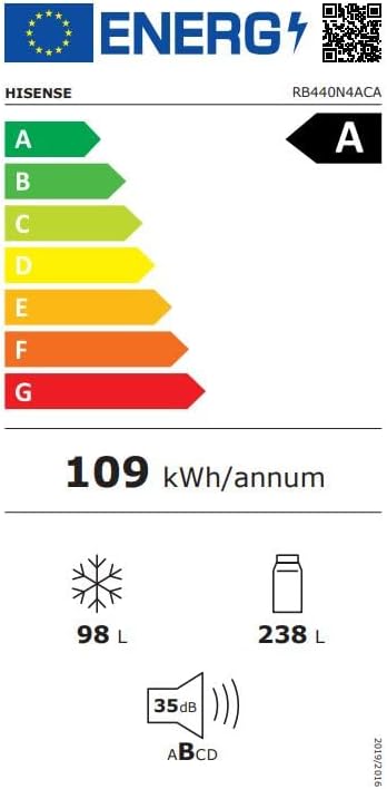 Hisense RB327N4AD2 Kühl-Gefrierkombination/ NoFrostPlus/ Multiflow 360°/ HolidayMode/ FreshZone/ 182,4 cm/ Kühlteil 171 l/ Gefrierteil 85 l/ 41 dB/ 287 kWh/ Jahr/ Edelstahl-Look