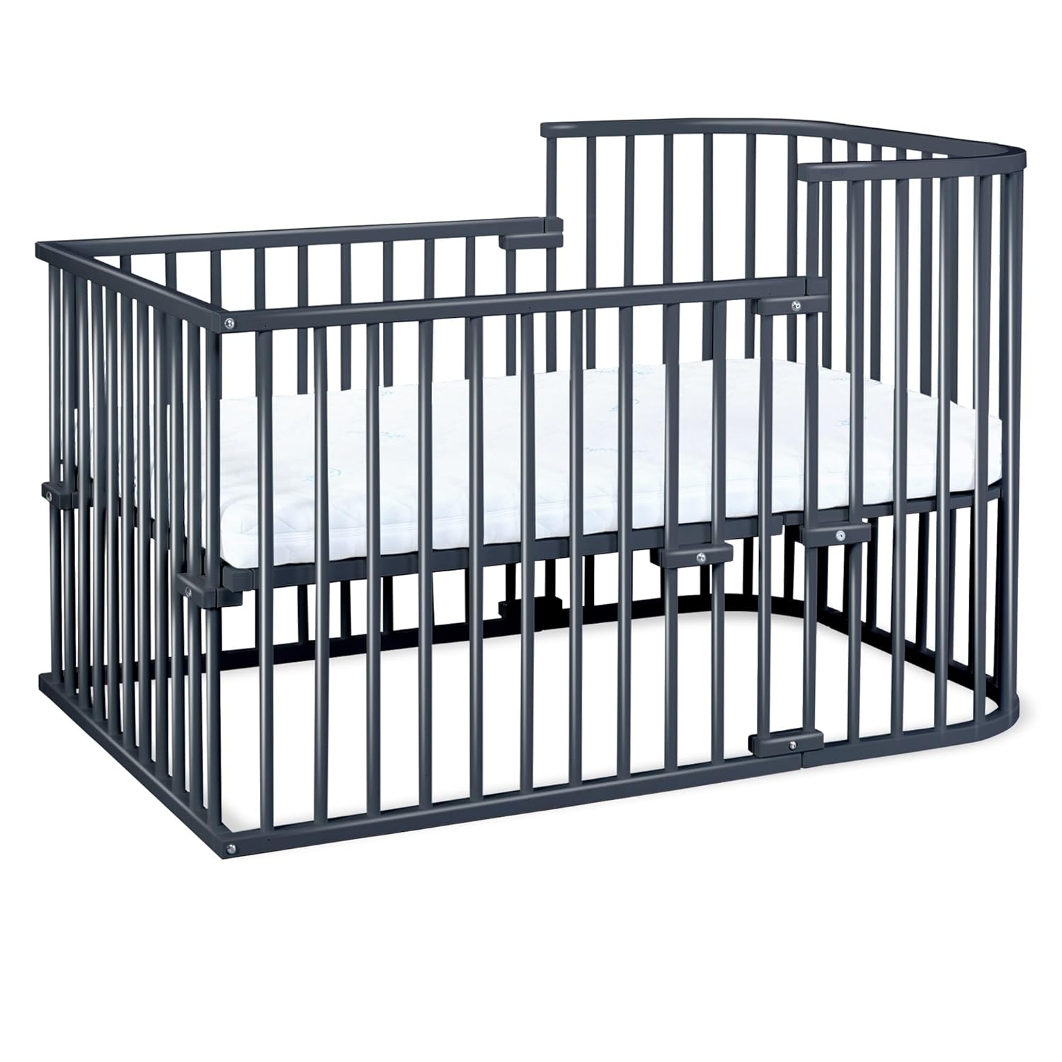 babybay Original Beistellbett aus massivem Buchenholz / kompakt & verwandelbar / Kinderbett Höhe stufenlos verstellbar & umweltfreundlich / mitwachsendes Babybett (weiß lackiert) / inkl. Matratze