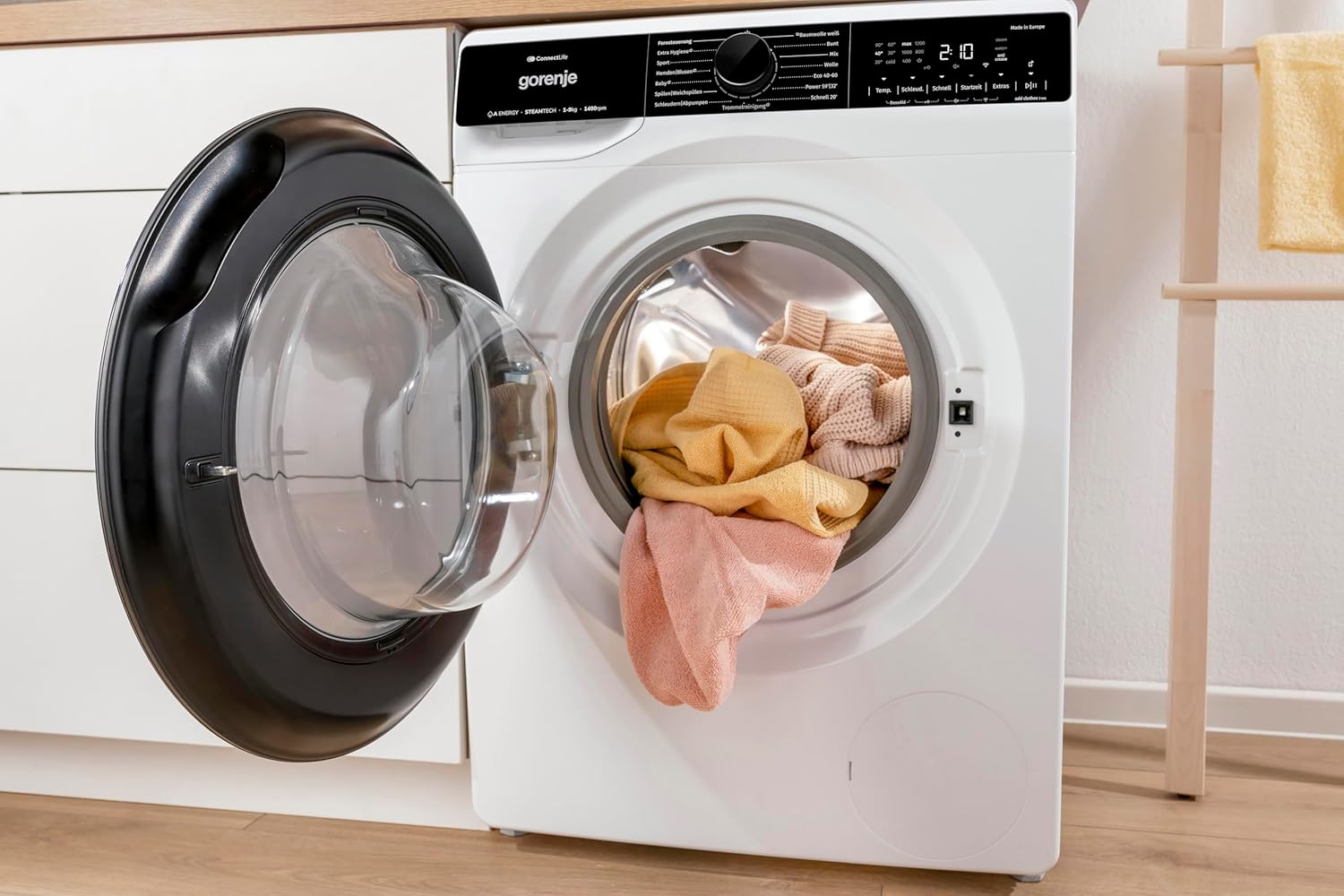 Gorenje WPNA 84 SATSWIFI Waschmaschine mit Dampffunktion / 8 kg / 1400 U/Slim Line/ConnectLife WiFi/Total AuaStop/Inverter PowerDrive Motor/Edelstahltrommel/Kindersicherung/EEK A