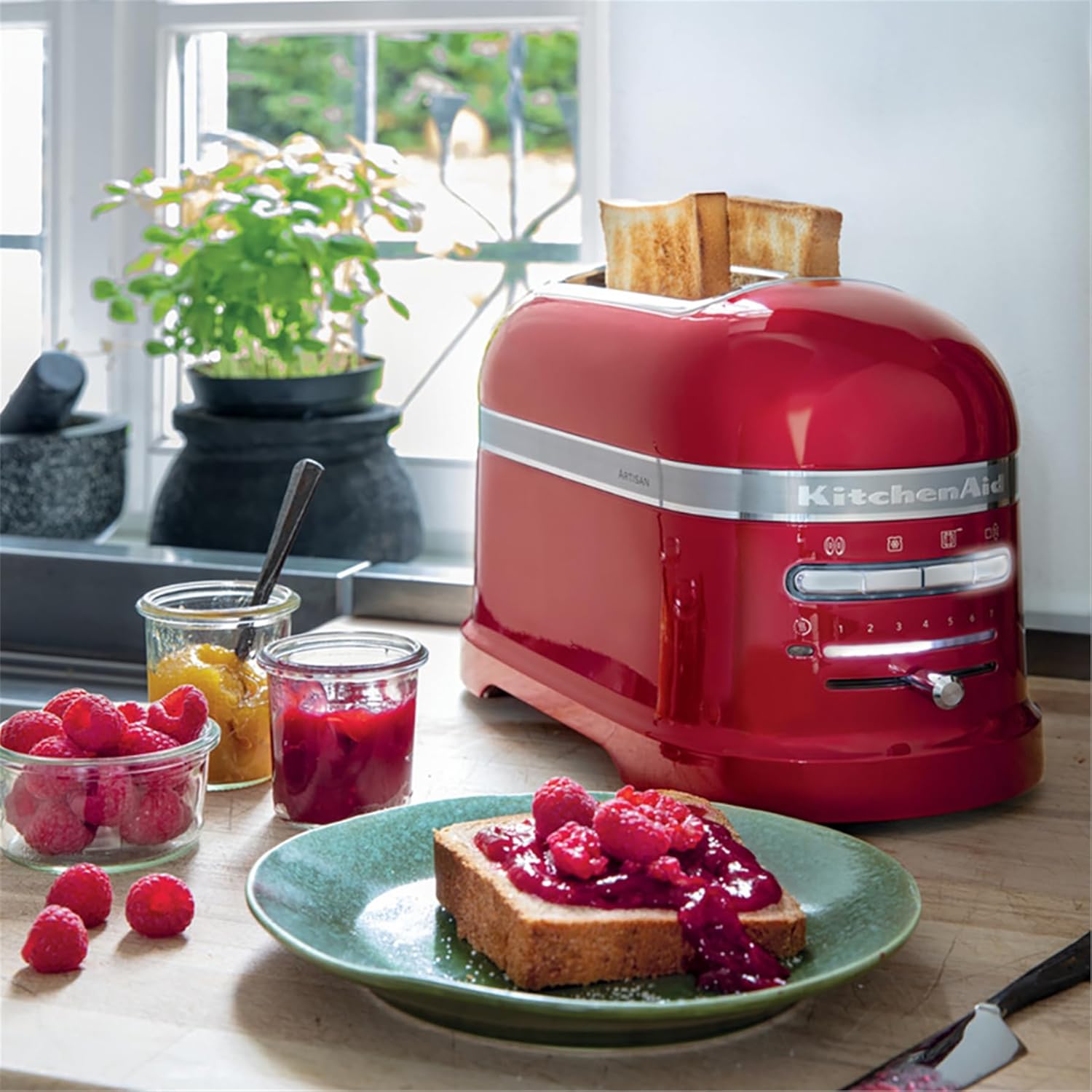 KitchenAid Toaster für 2 Scheiben mit Sandwich-Zange | Artisan | Retro Toast Machine | Verschiedene Funktionen und Bräunungsstufen | Grün