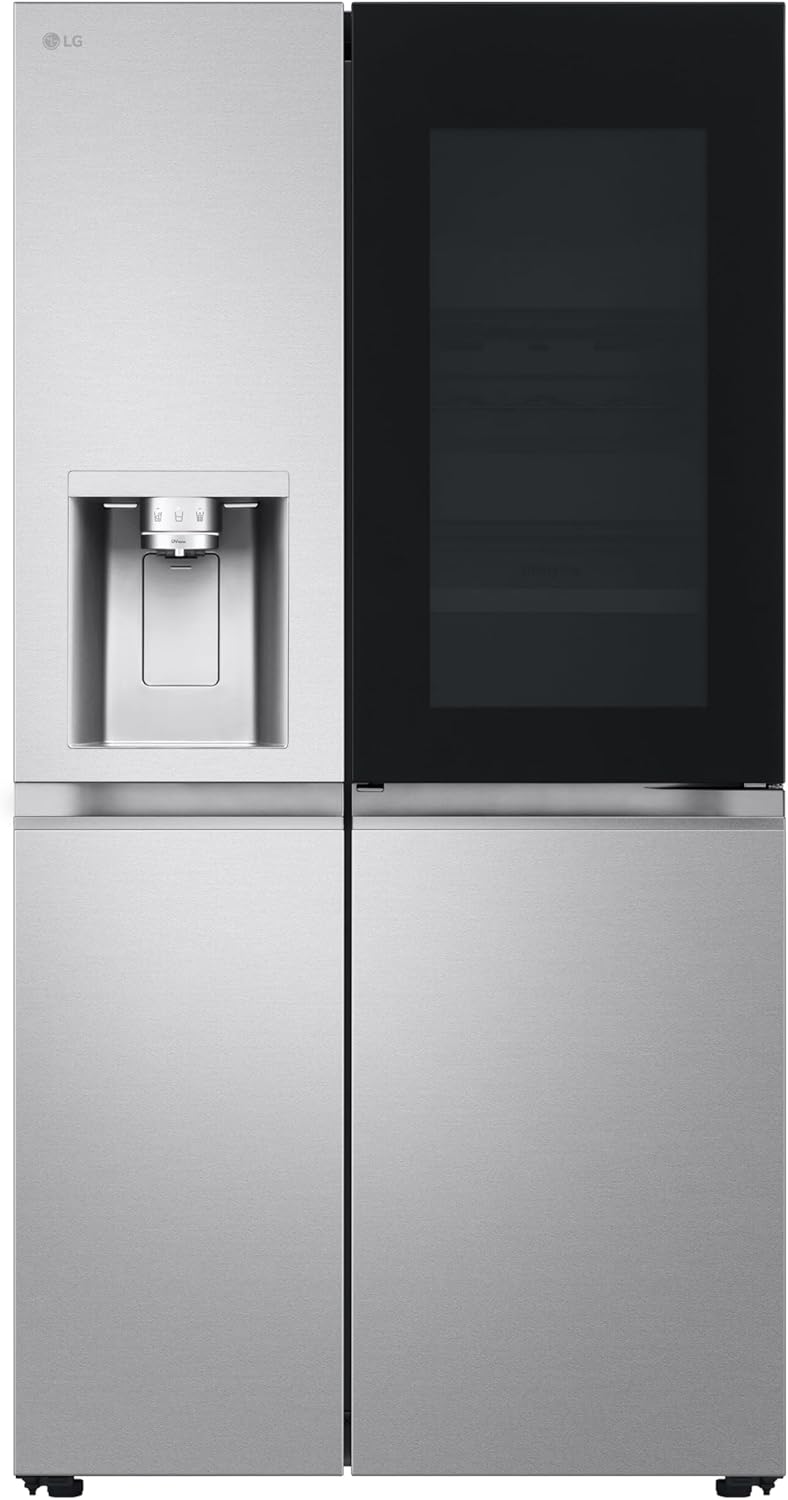 LG GSGV81PYLL Side by Side Kühlschrank, Klasse E, 635 L, Instaview, Kühlschrank mit Gefrierfach, Eis-, Crushed Ice- Wasserspender, Total NoFrost, Smart Inverter Kompressor, Wi-Fi