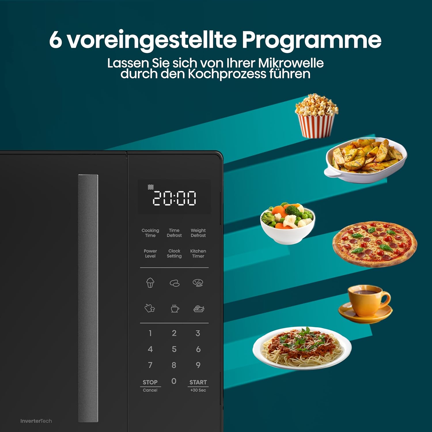Hisense Elektronische Mikrowelle, Fassungsvermögen 23 l, Leistung 800 W, Grillleistung 1000 W, LED-Display mit Touch-Steuerung, Schwarz