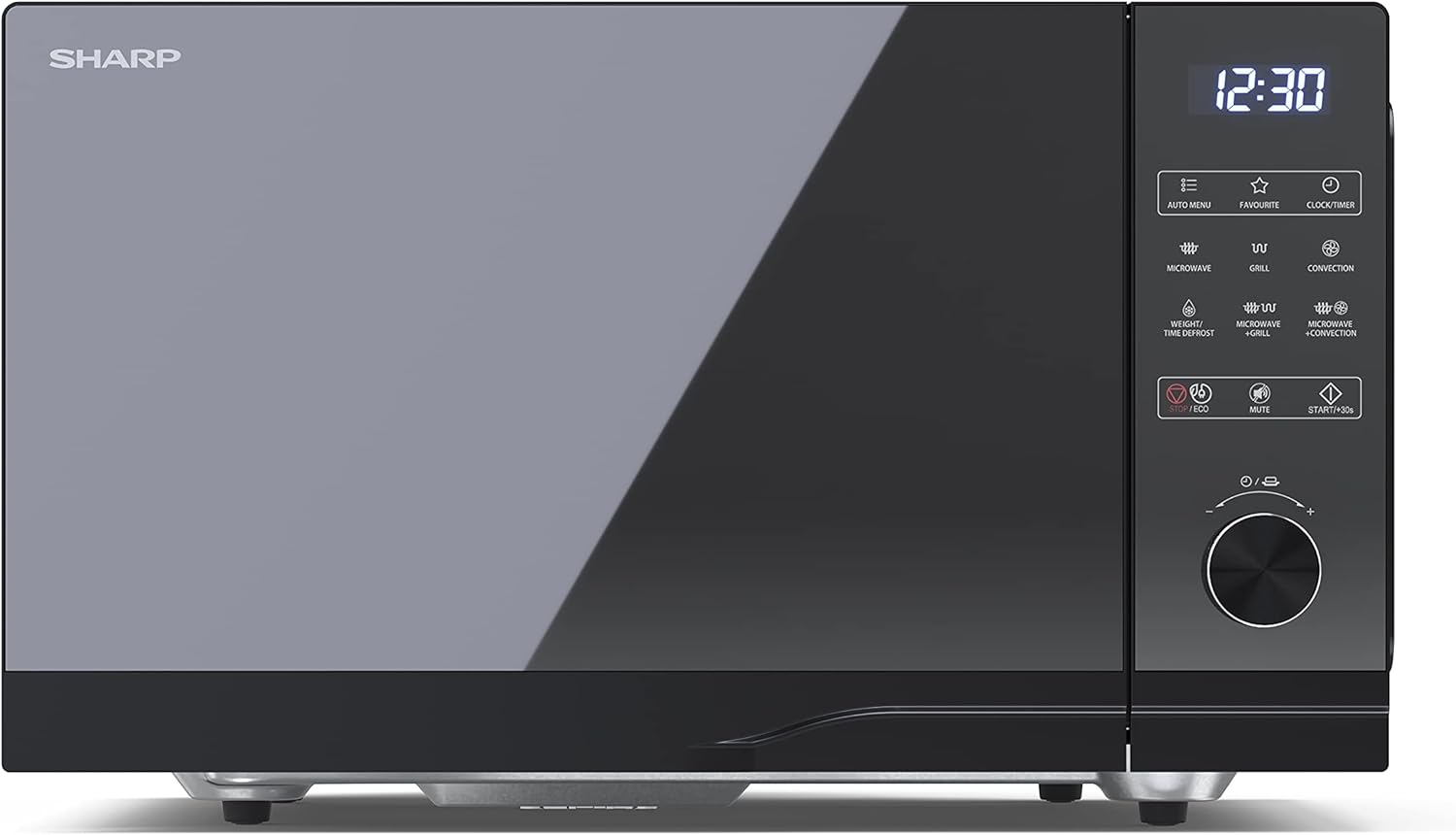 SHARP MG81ES Mikrowelle mit Grill (Mikrowelle: 900W, Grill: 1100W, 11 Leistungsstufen, Auftaufunktion, Abmessungen: 512x300x396cm, Emaille-Keramik-Garraum mit antibakteriellen Eigenschaften), silber